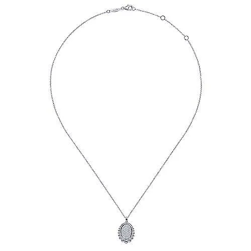 Bujukan Pavé Center Bead Frame Pendant Necklace in Sterling Silver