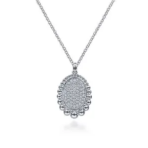 Bujukan Pavé Center Bead Frame Pendant Necklace in Sterling Silver