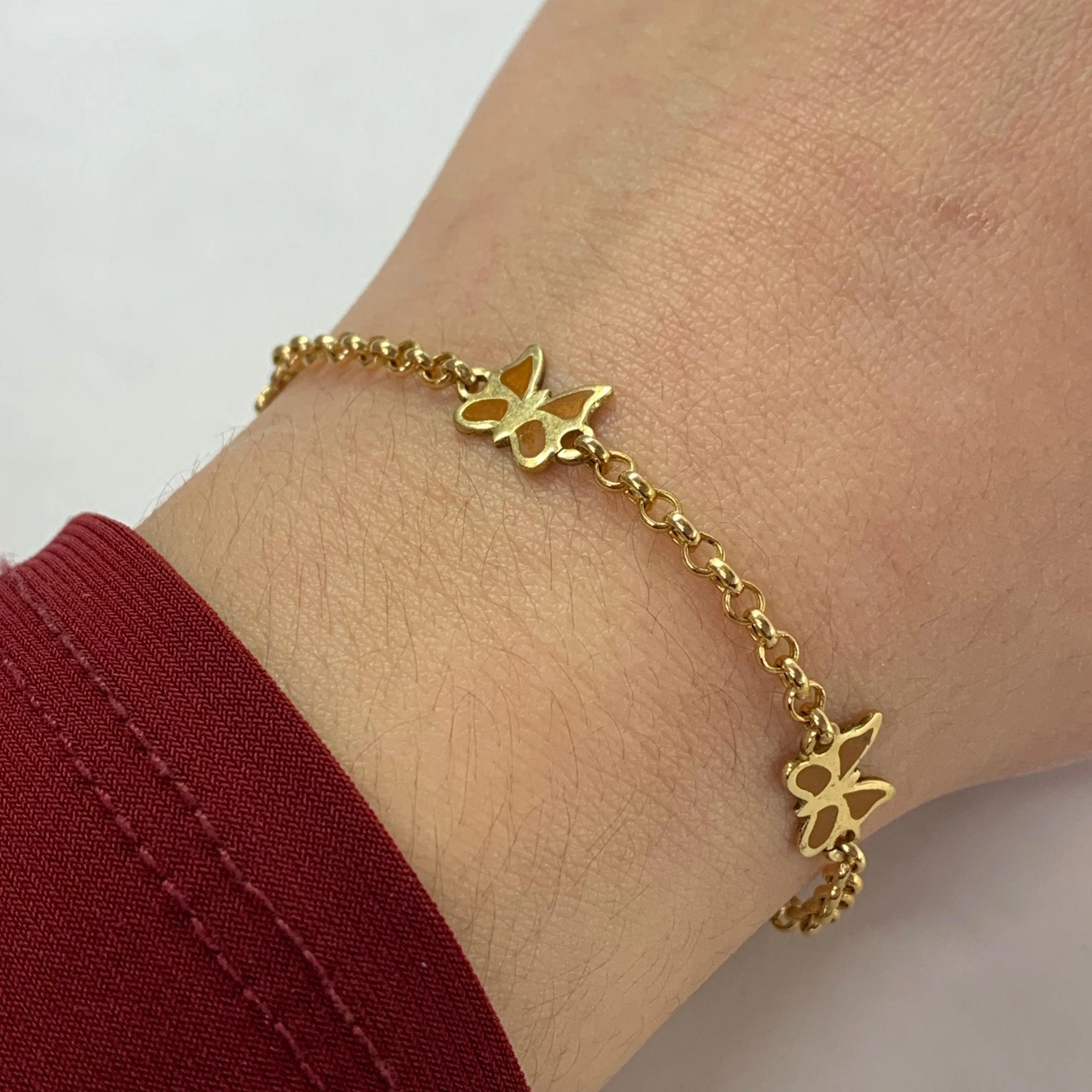 Butterfly Chain Bracelet 14K Yellow Gold