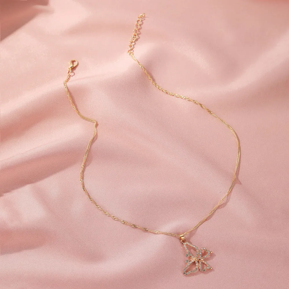 Butterfly Necklace Cold Wind Retro Micro-inlaid Zircon