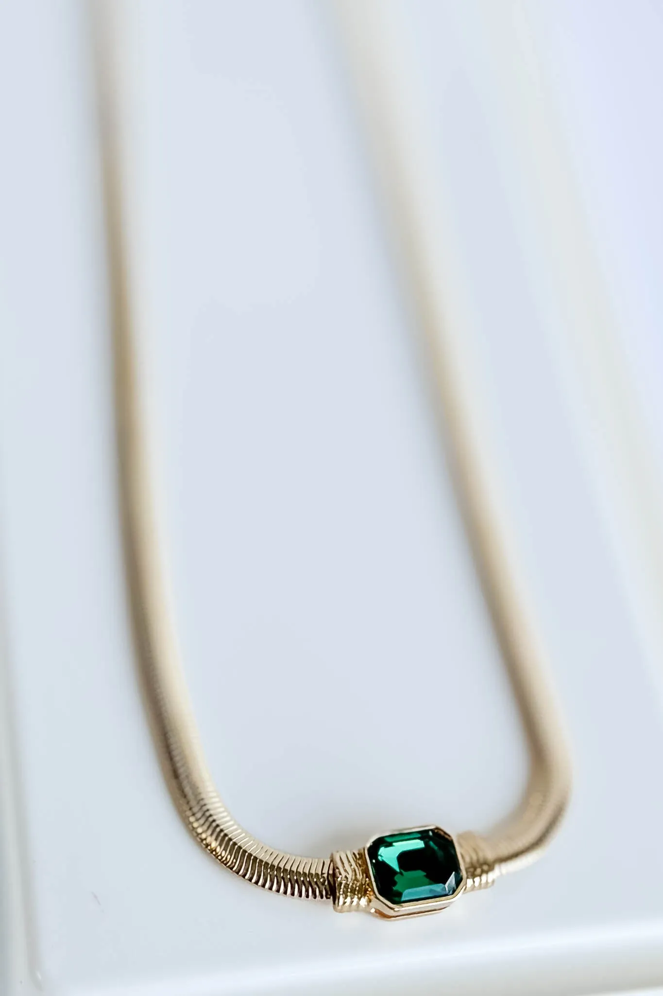 Crystal Emerald Snake Gem Necklace