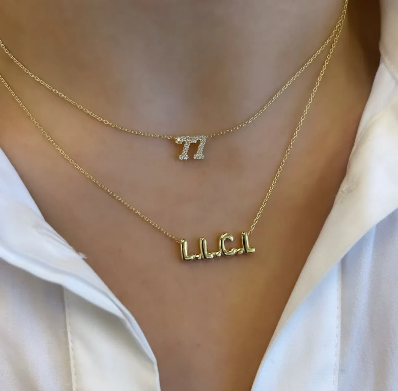 Custom Diamond Pave Numbers Necklace
