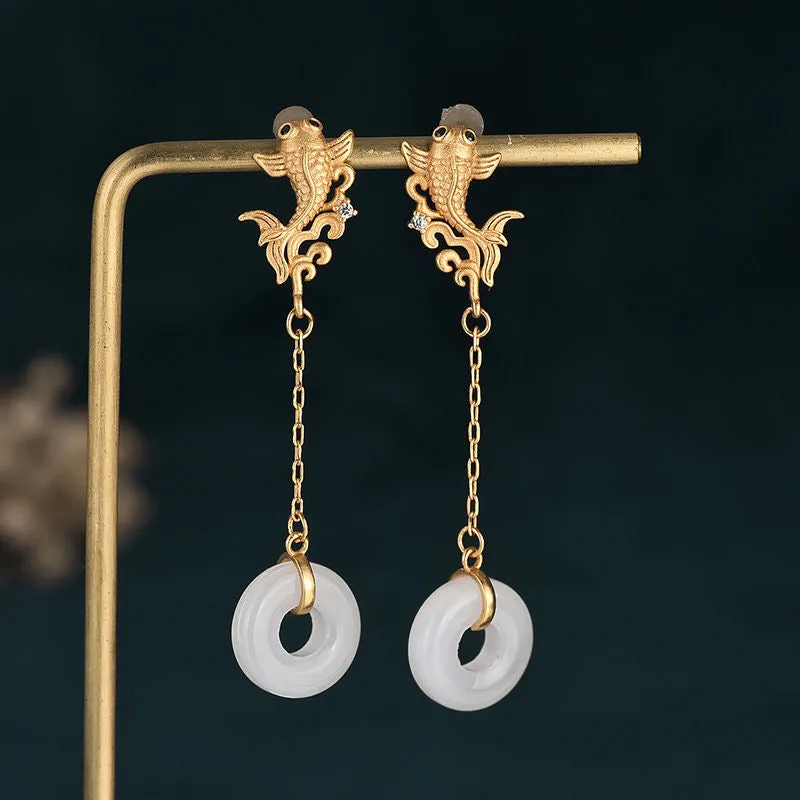 Dangle Earrings: Jade Koi