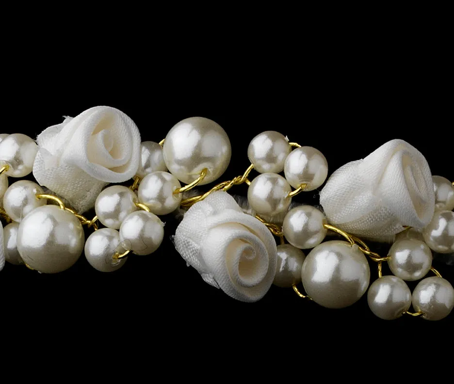 Darling Child's flower girl Pearl & Silk Rosette Headband