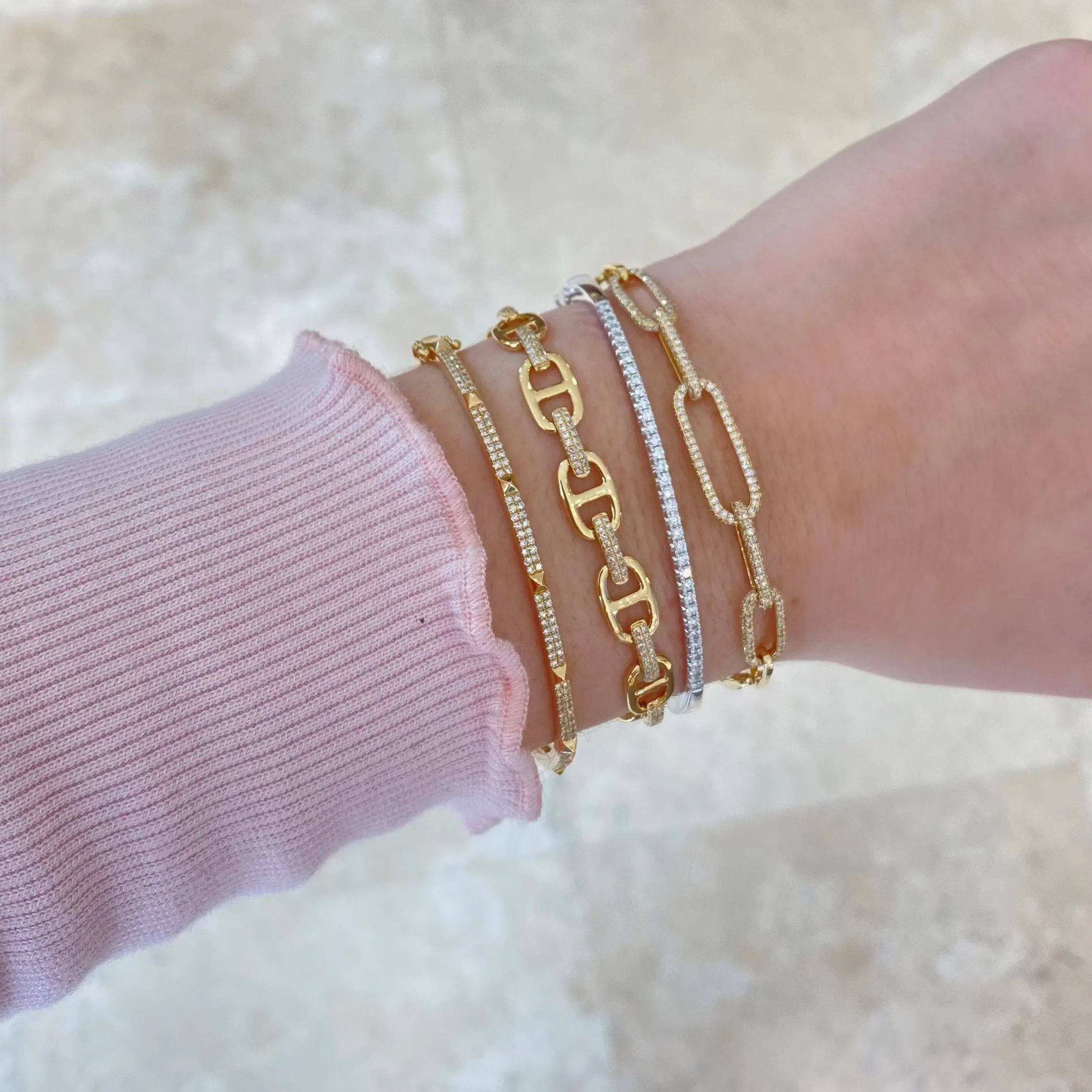 Diamond & Gold Tri-Link Bracelet