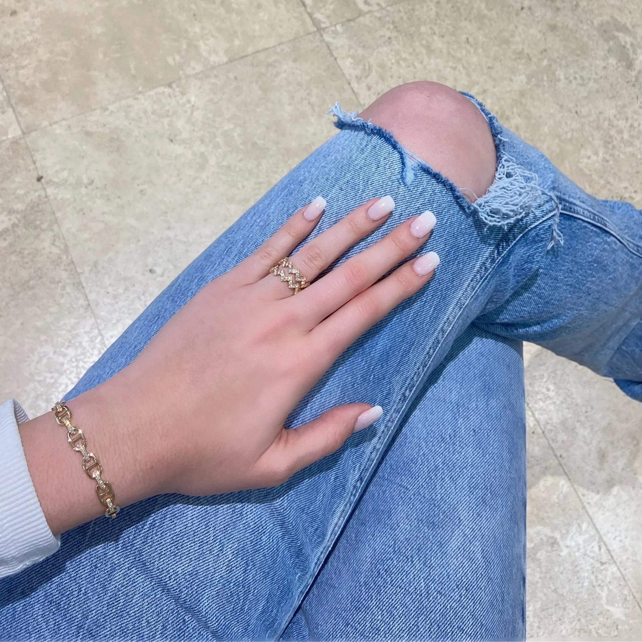 Diamond & Gold Tri-Link Bracelet