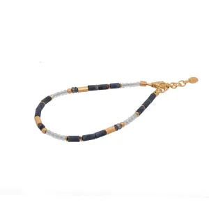 Dumortierite, London Blue Topaz, Aquamarine 3mm Bracelet 24K Fair Trade Gold Vermeil
