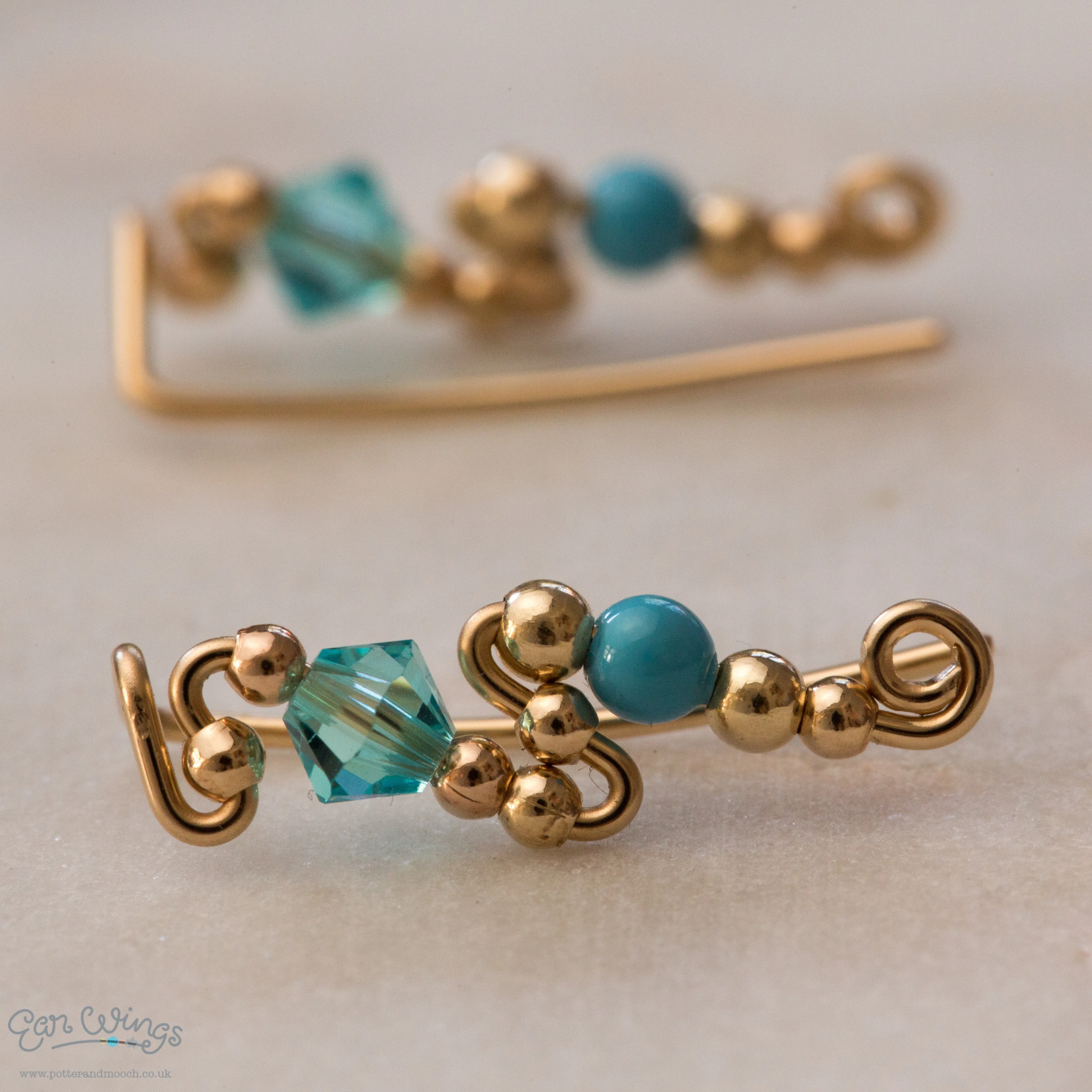 Ear Wings Turquoise 14ct Yellow Gold