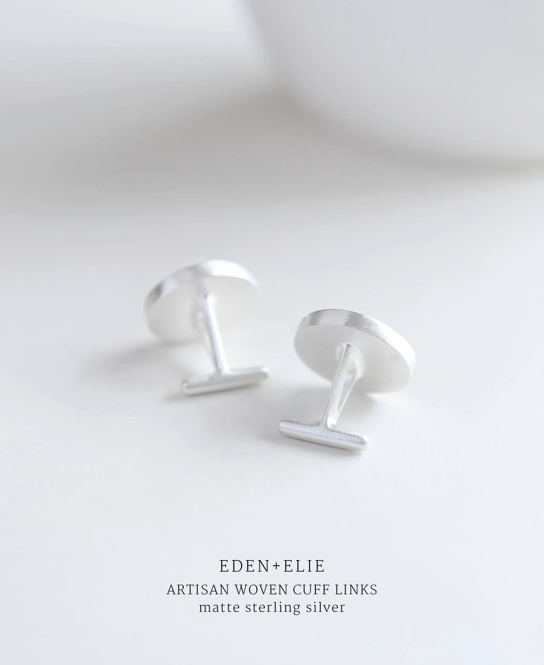 EDEN   ELIE Artisan Woven Sterling Silver Cuff Links - celadon green