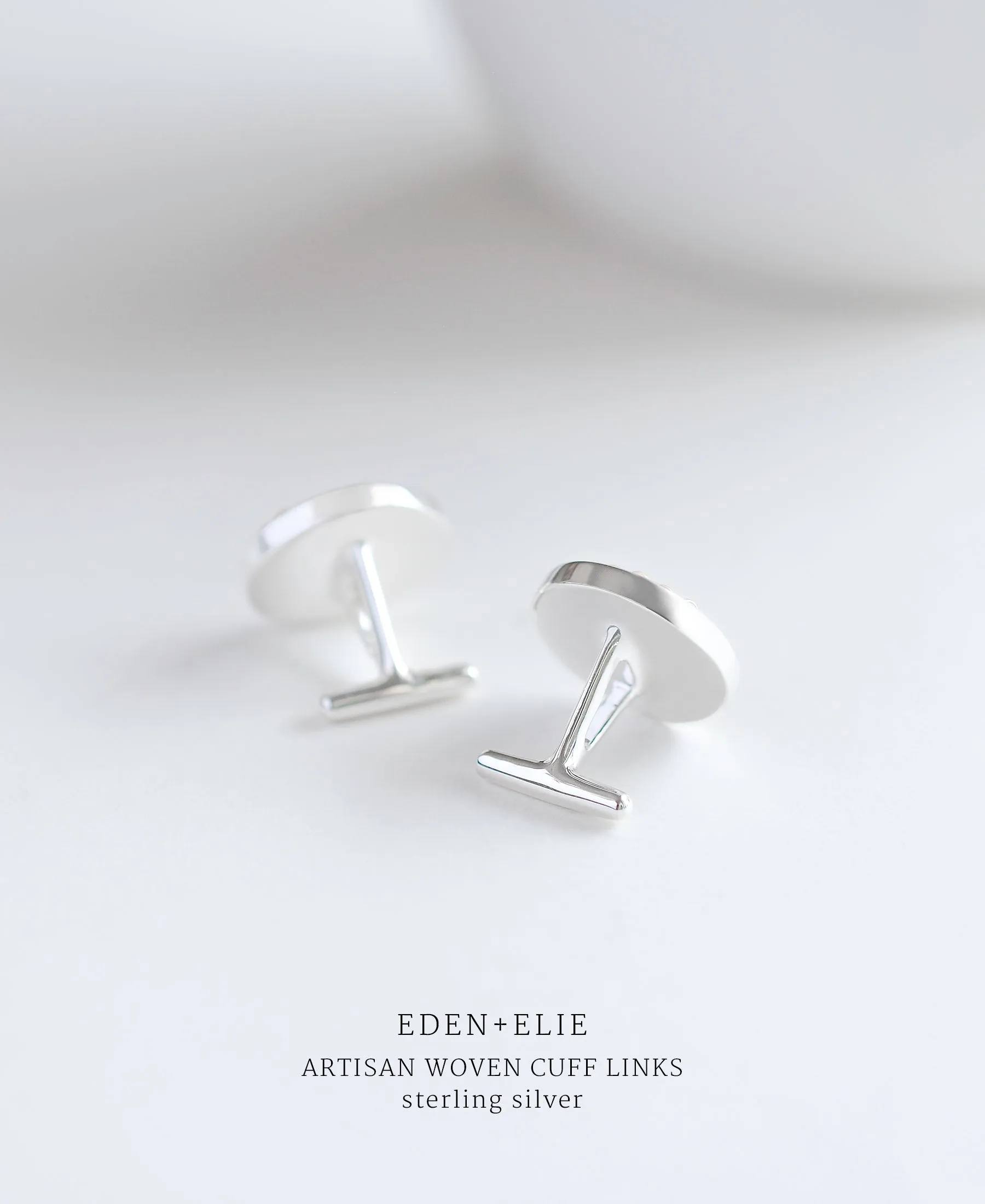 EDEN   ELIE Artisan Woven Sterling Silver Cuff Links - celadon green