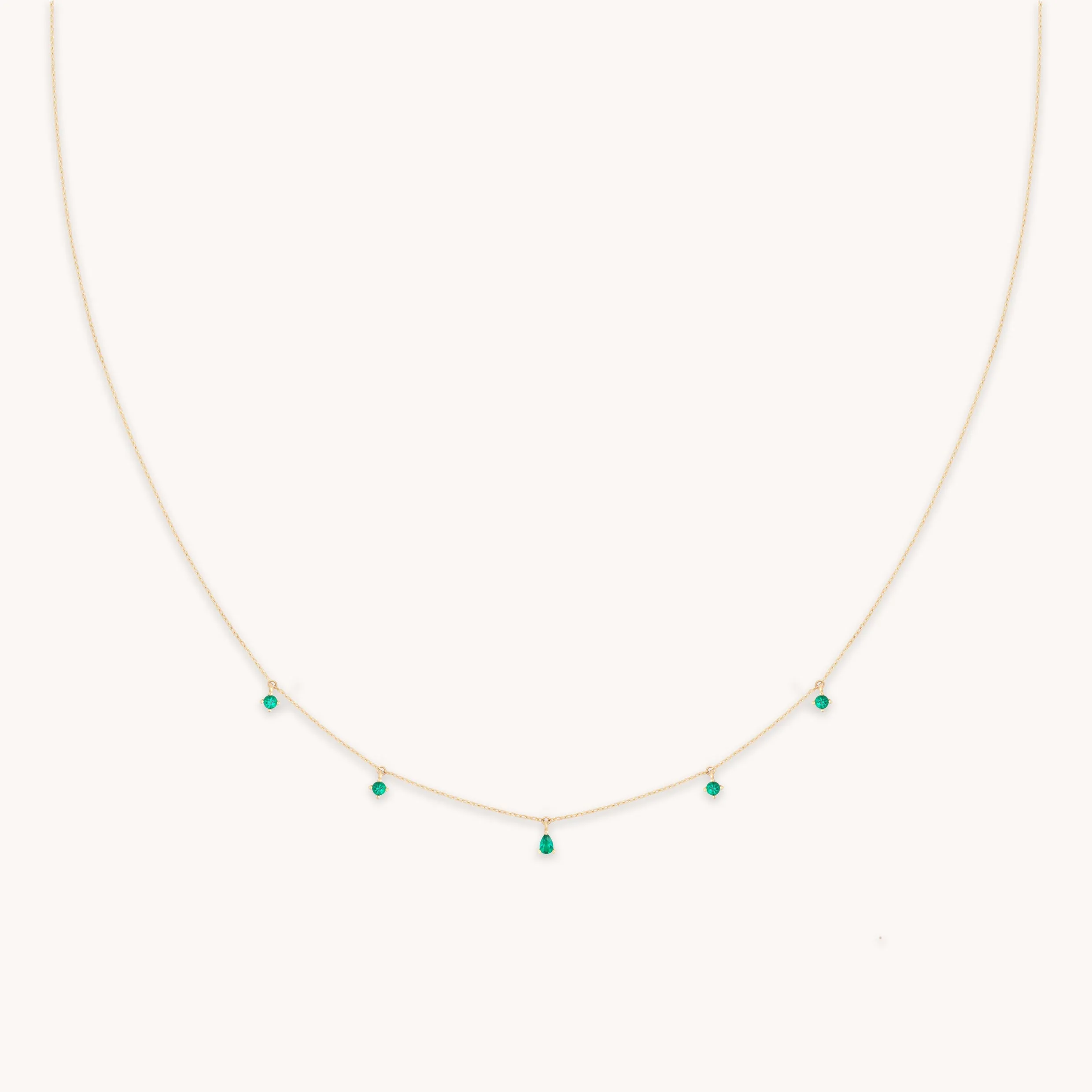 Emerald Charm Necklace in Solid Gold