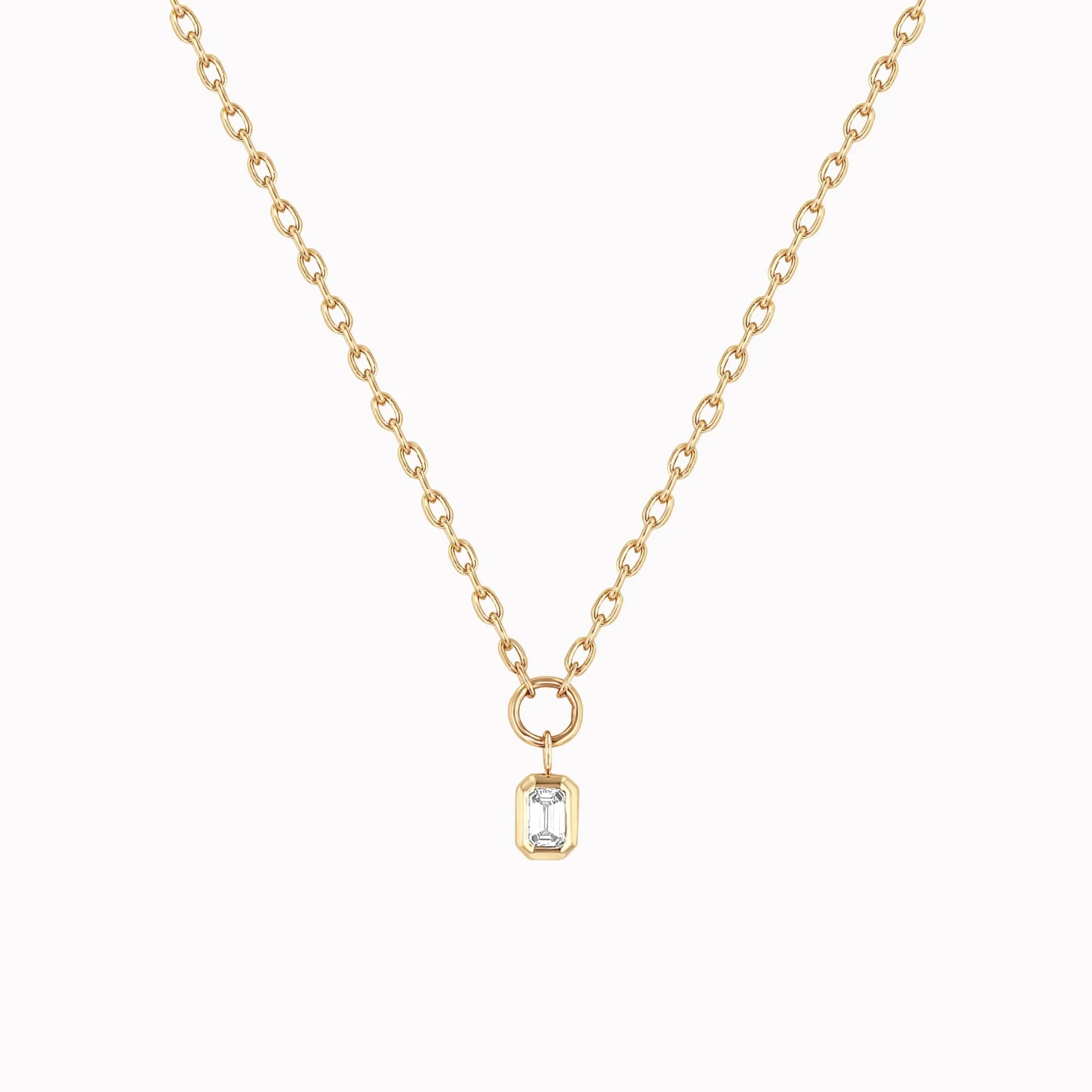 Emerald-Cut Diamond Pendant Necklace