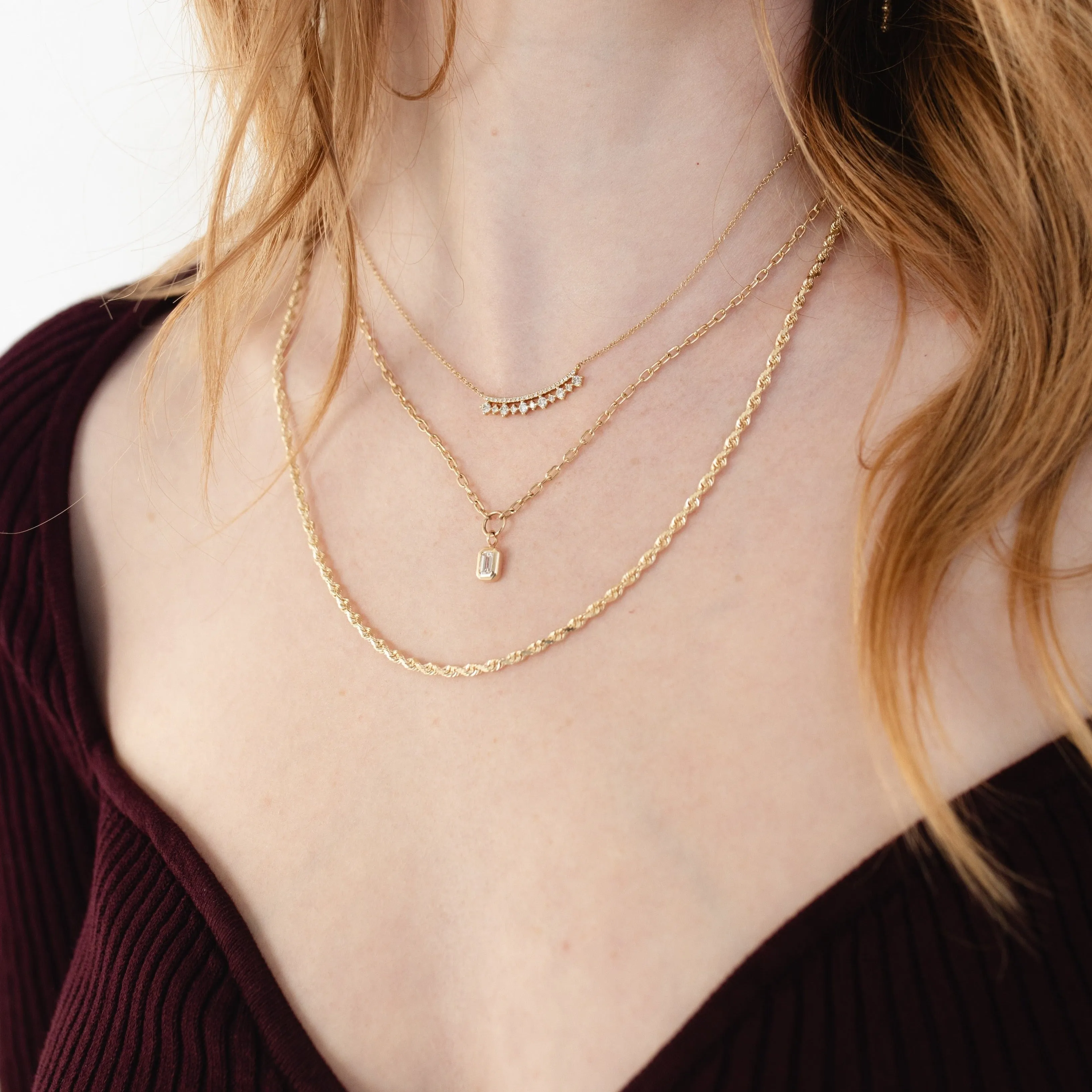 Emerald-Cut Diamond Pendant Necklace