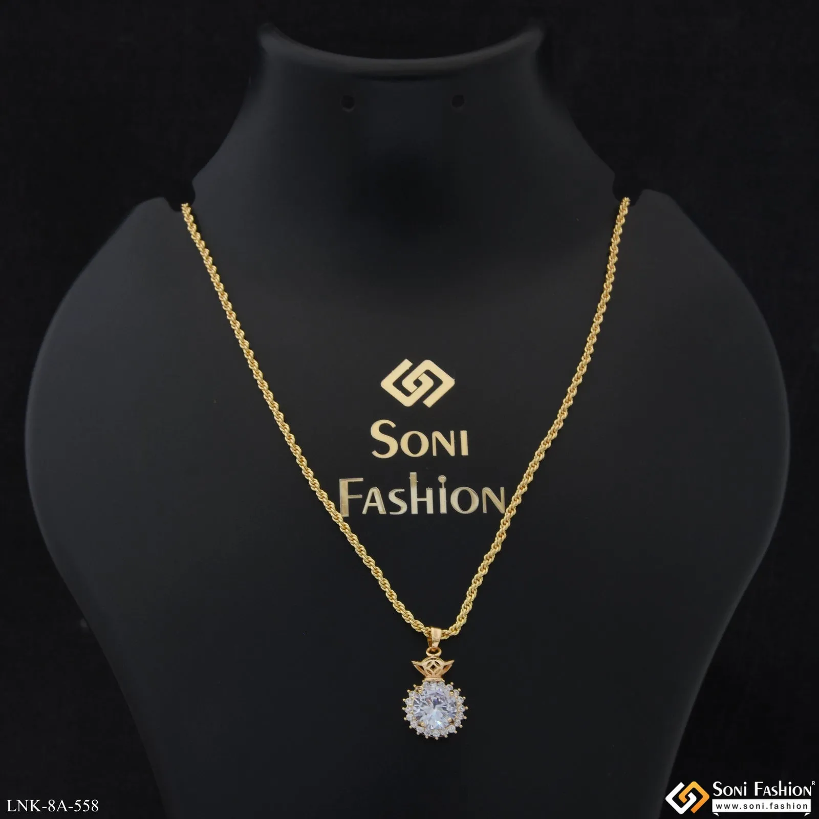 Eye-Catching Design Gold Plated Chain Pendant for Ladies - Style A558