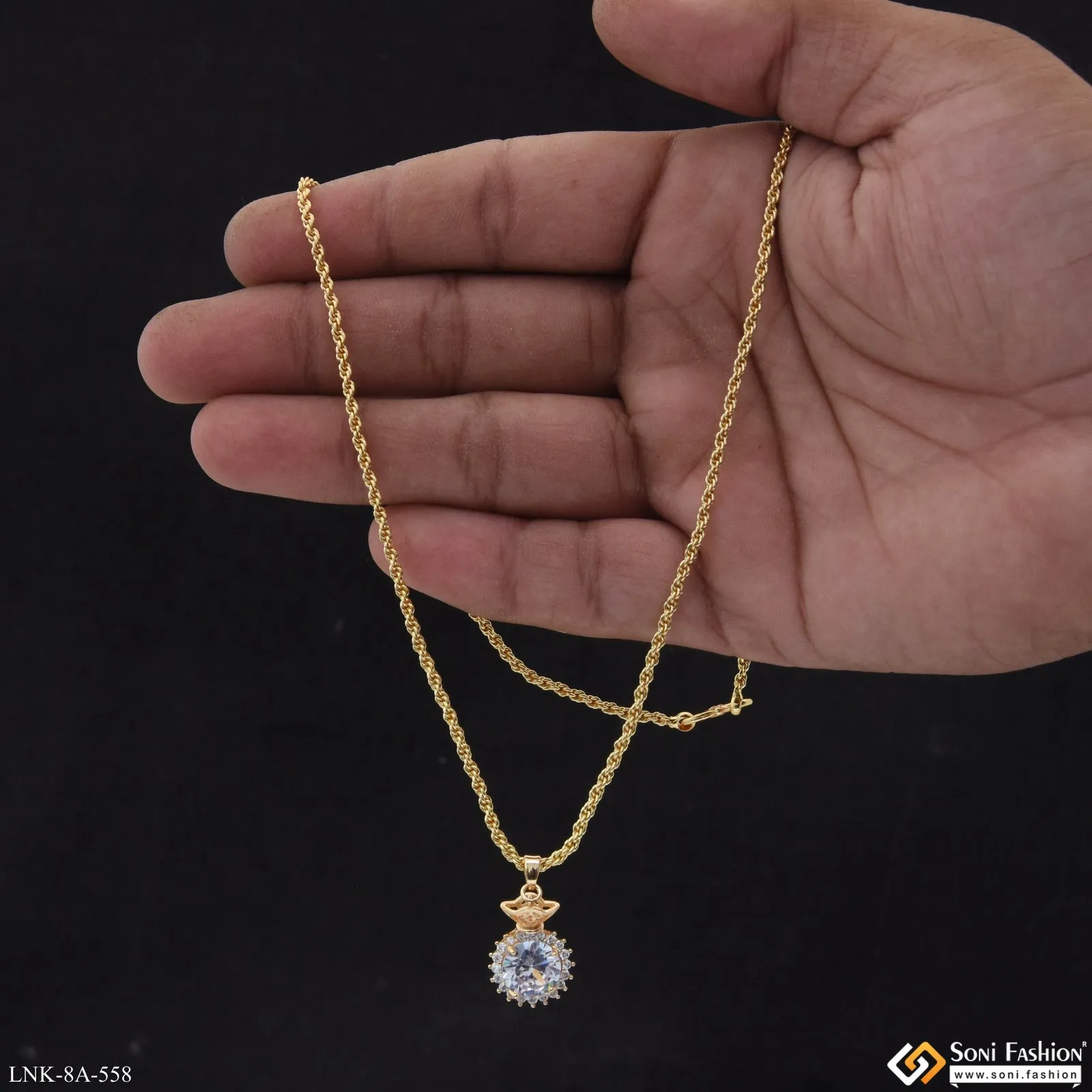 Eye-Catching Design Gold Plated Chain Pendant for Ladies - Style A558