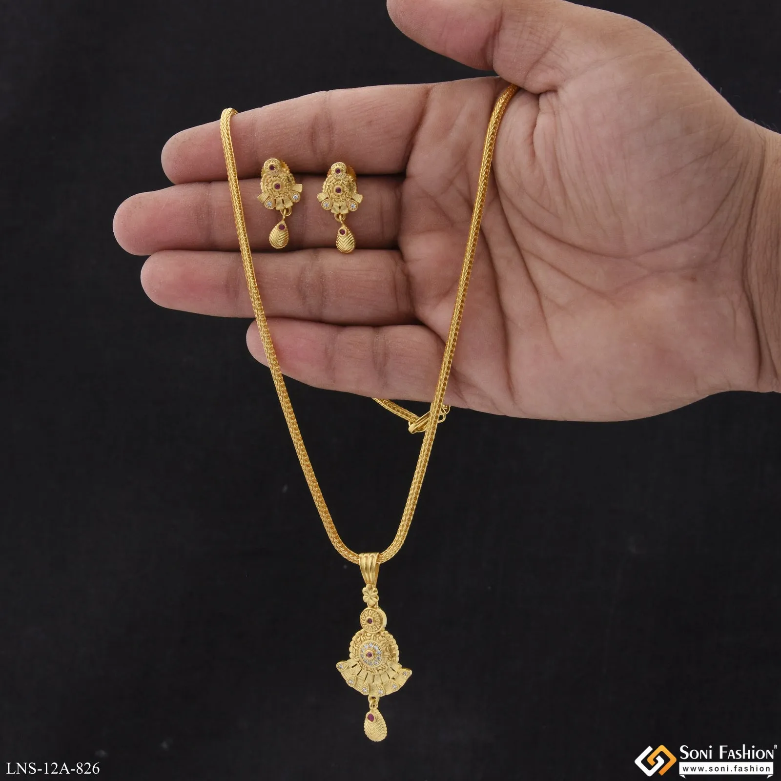 Eye-Catching Design Gold Plated Necklace Set for Ladies - Style A826