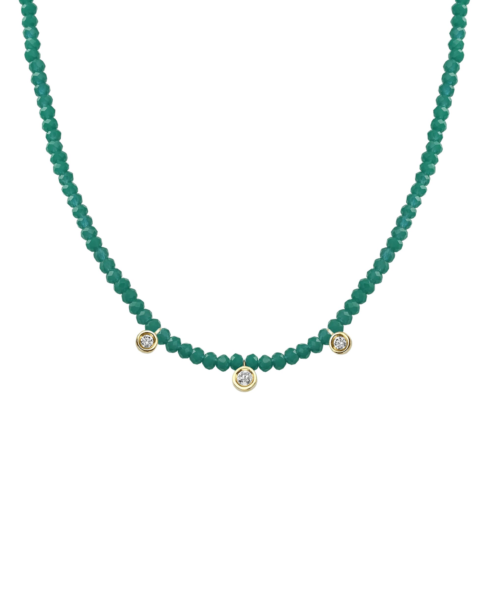 Garnet Gemstone & Three diamonds Necklace - 14K White Gold