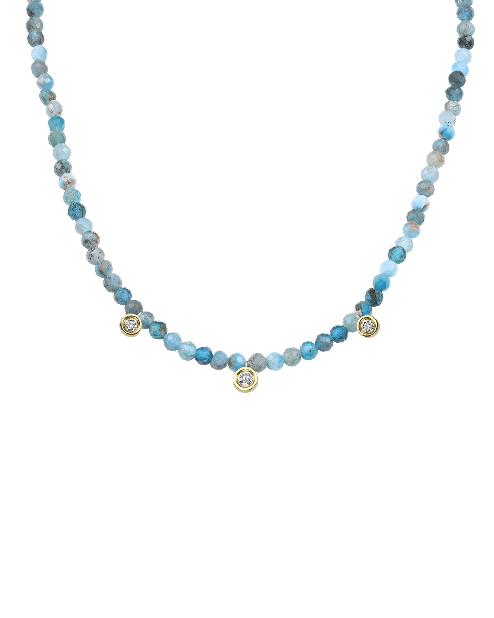 Garnet Gemstone & Three diamonds Necklace - 14K White Gold