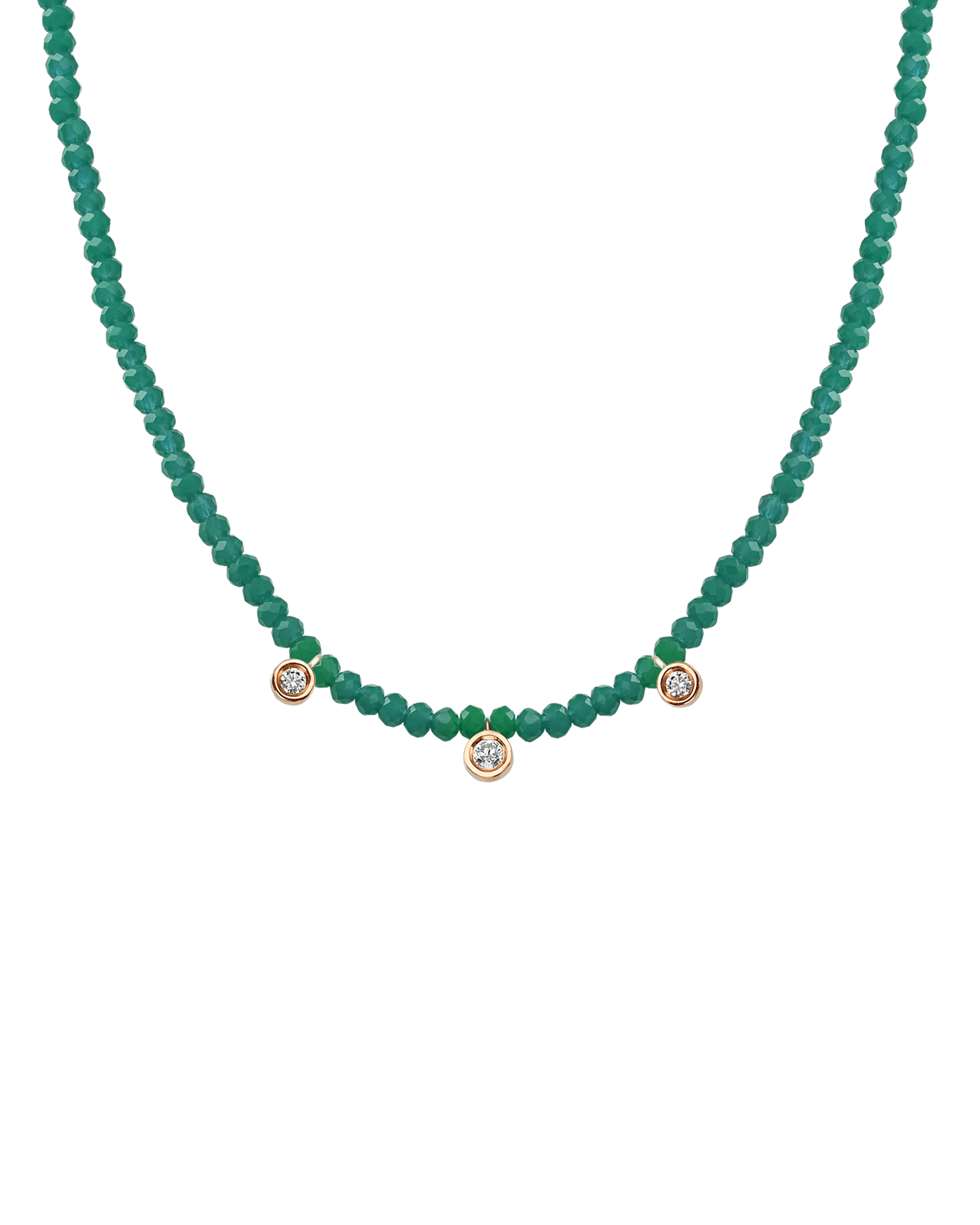 Garnet Gemstone & Three diamonds Necklace - 14K White Gold