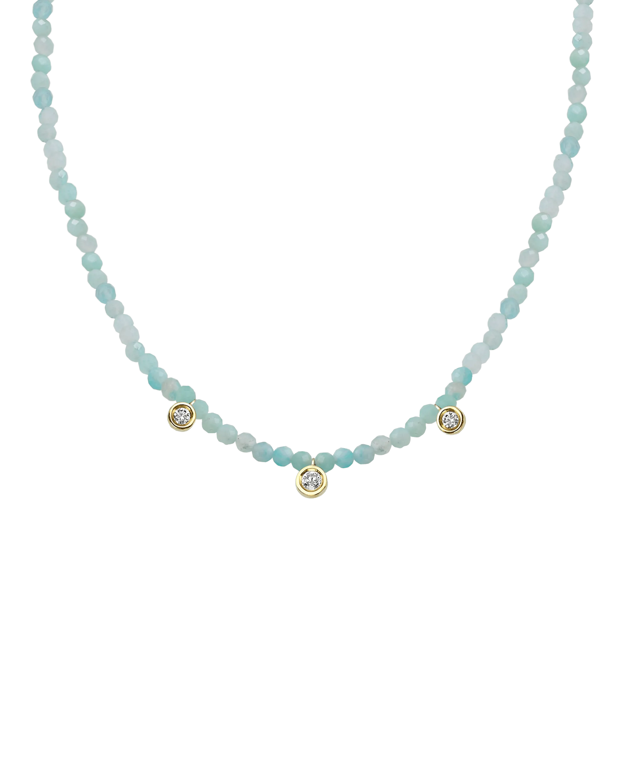 Garnet Gemstone & Three diamonds Necklace - 14K White Gold