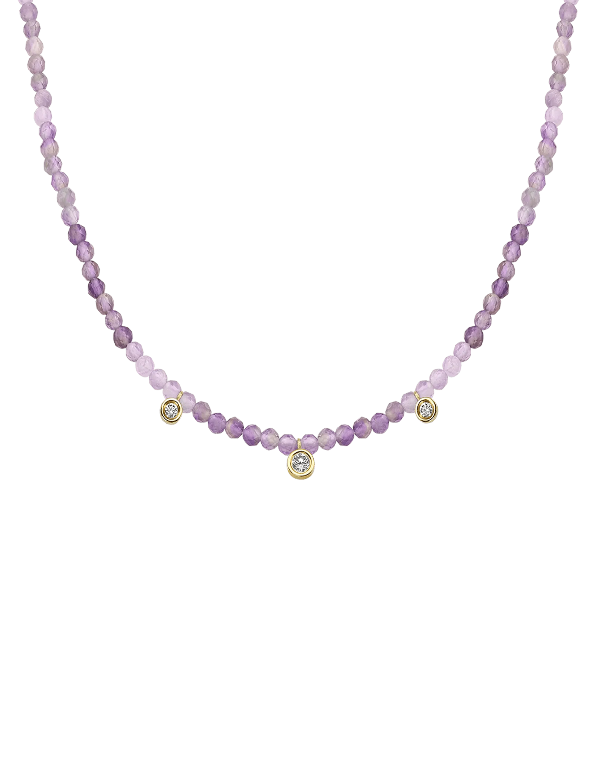 Garnet Gemstone & Three diamonds Necklace - 14K White Gold