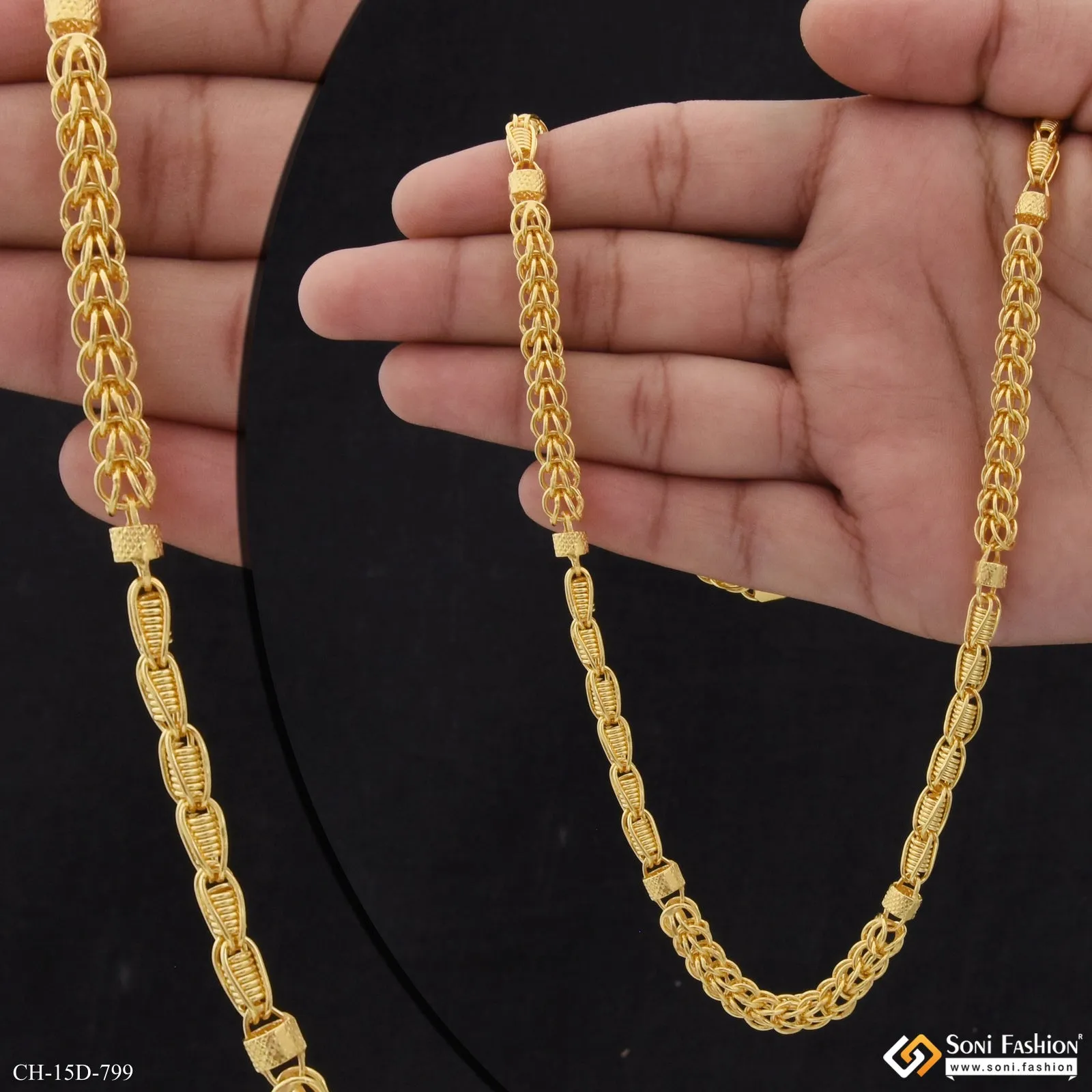 Glamorous Design Gold Plated Rajwadi Chain for Men - Style D799