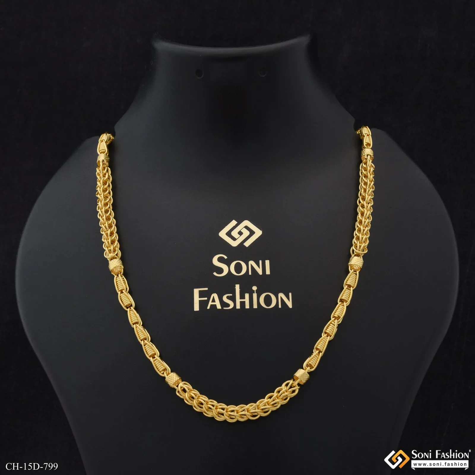 Glamorous Design Gold Plated Rajwadi Chain for Men - Style D799