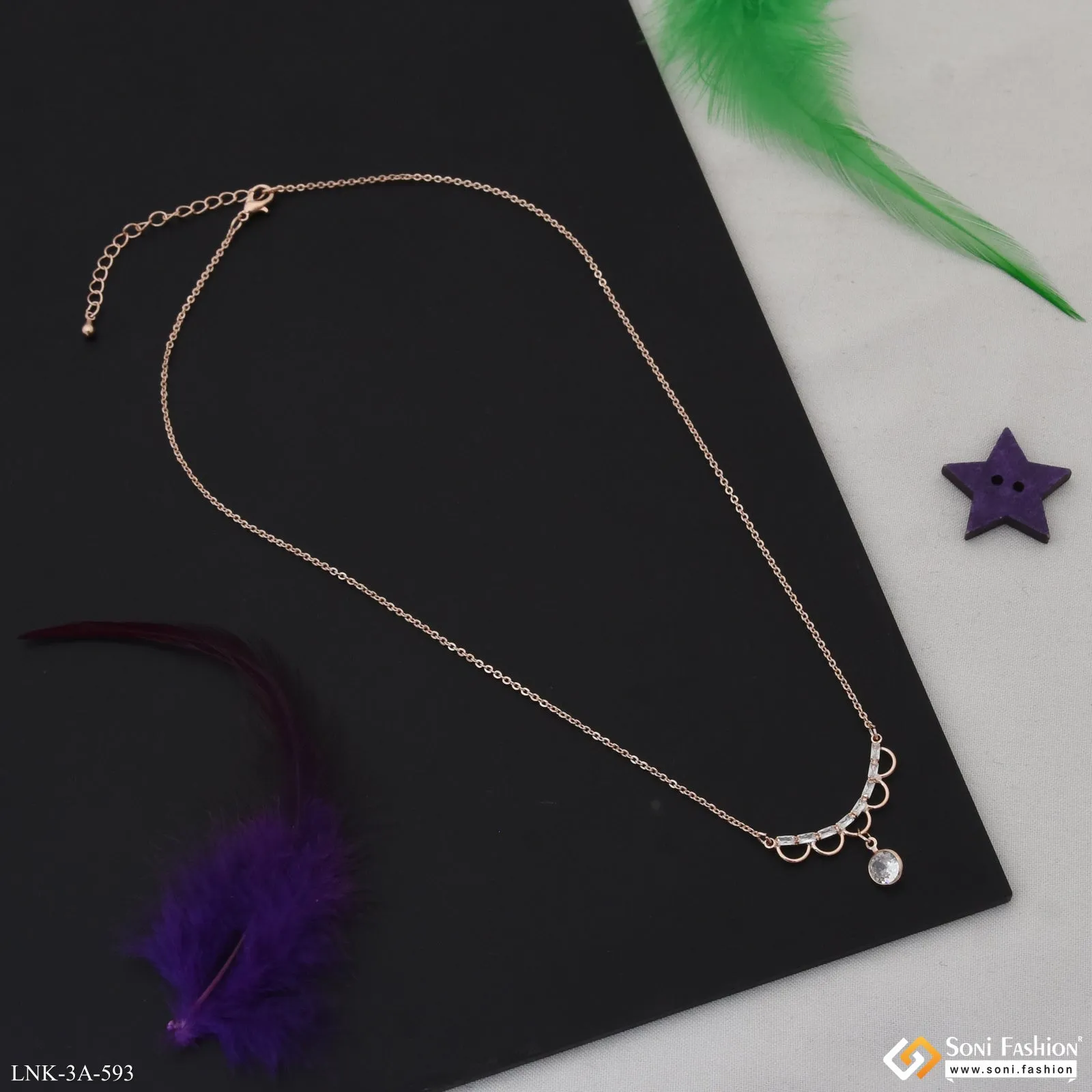 Glamorous Design Rose Gold Color Necklace for Ladies - Style A593