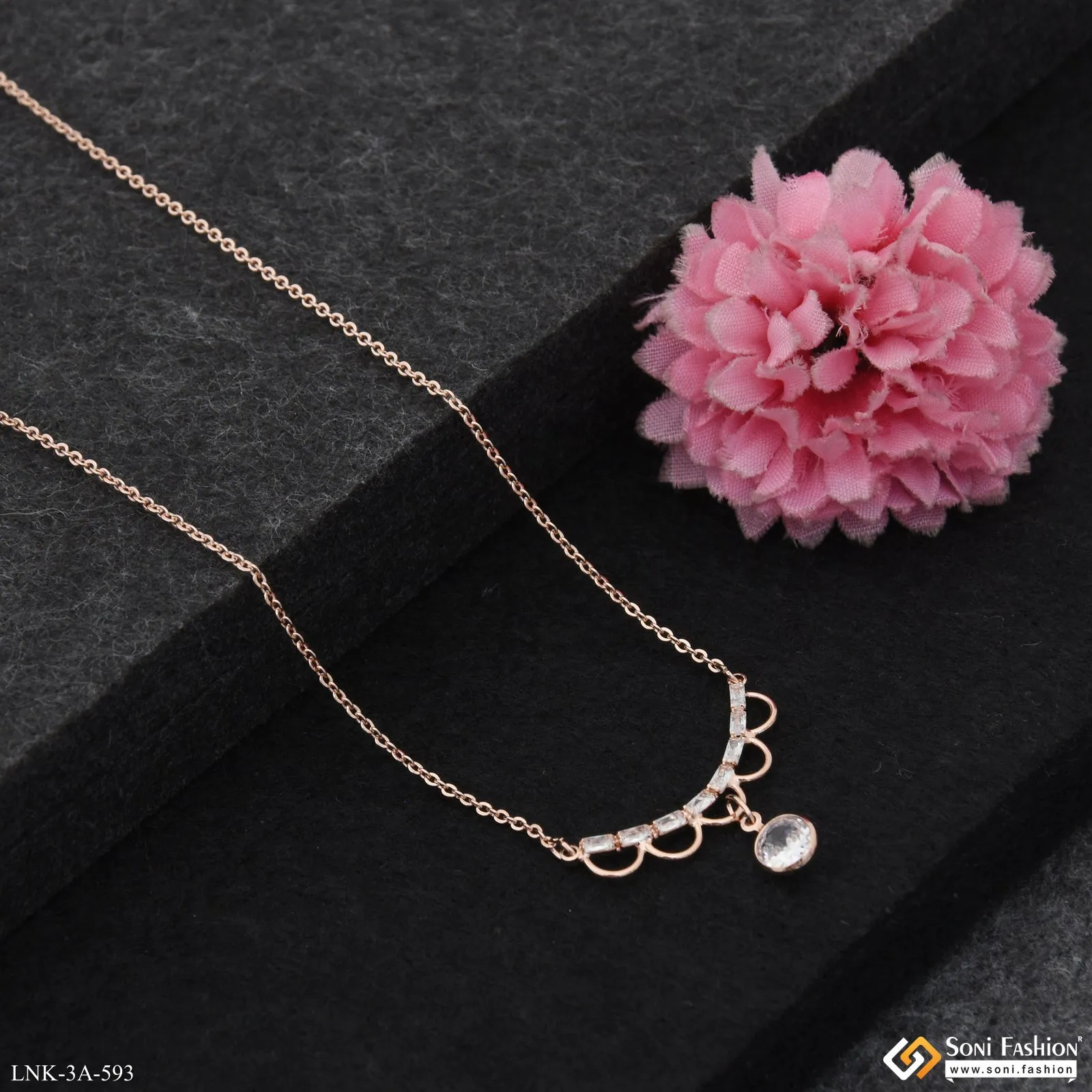 Glamorous Design Rose Gold Color Necklace for Ladies - Style A593