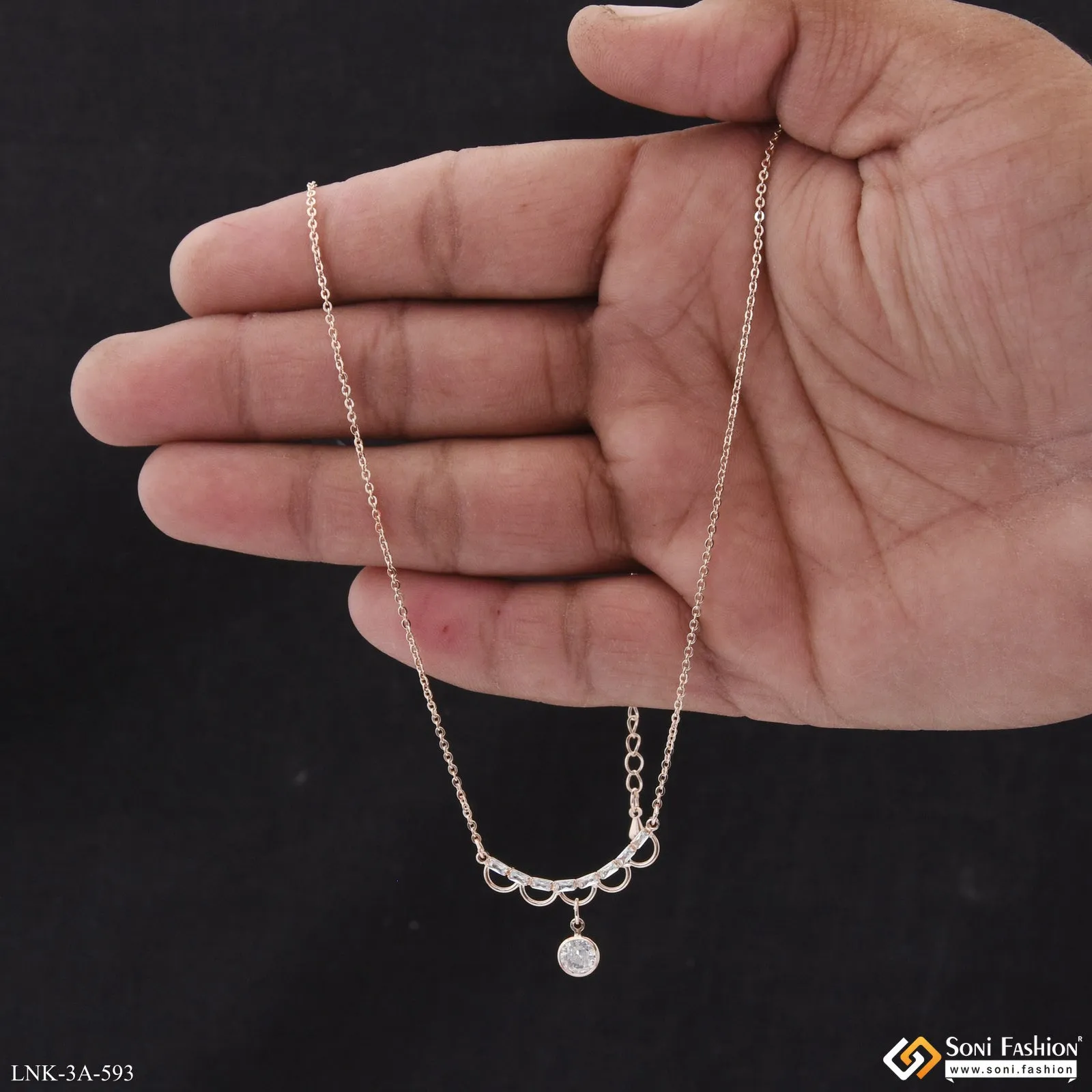 Glamorous Design Rose Gold Color Necklace for Ladies - Style A593