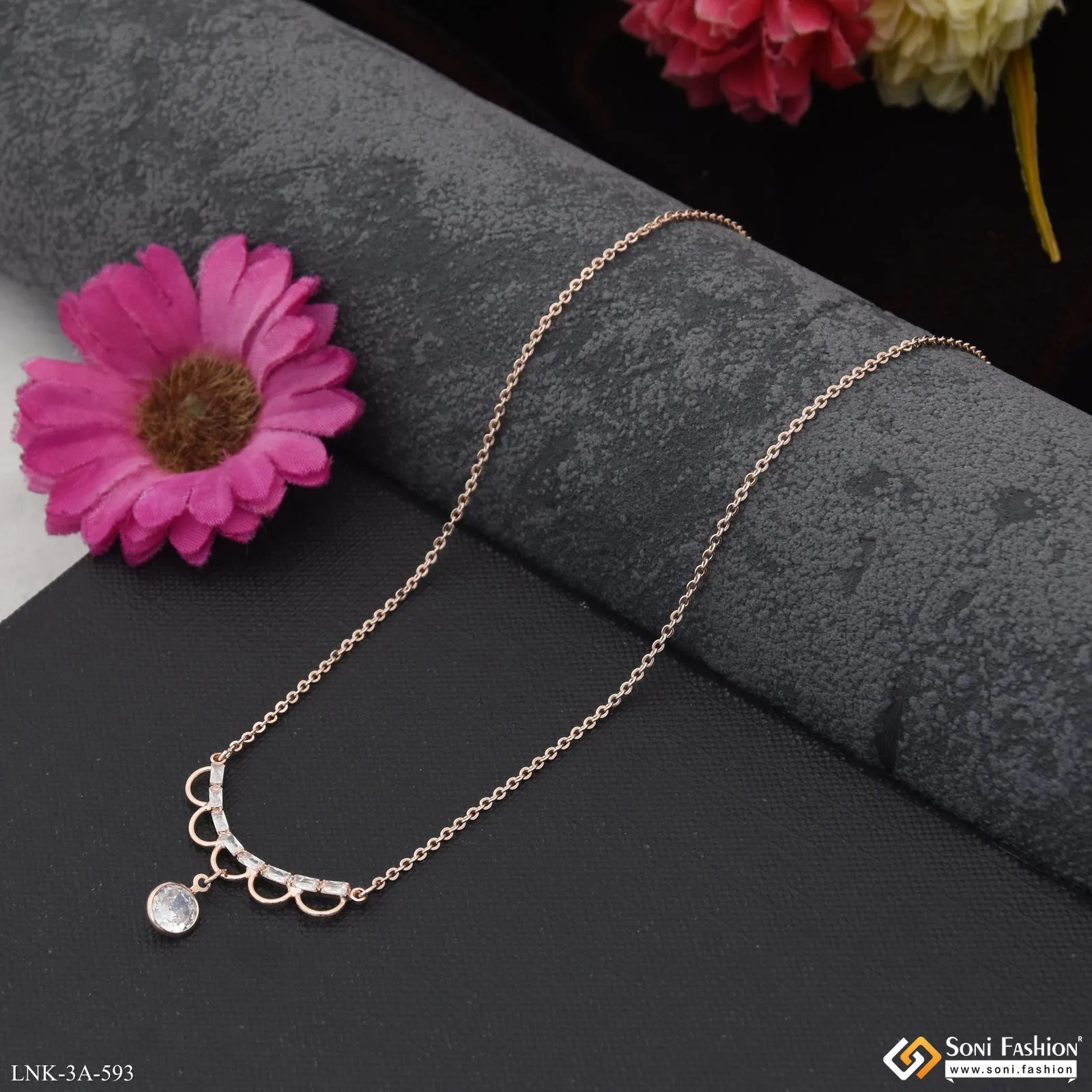 Glamorous Design Rose Gold Color Necklace for Ladies - Style A593
