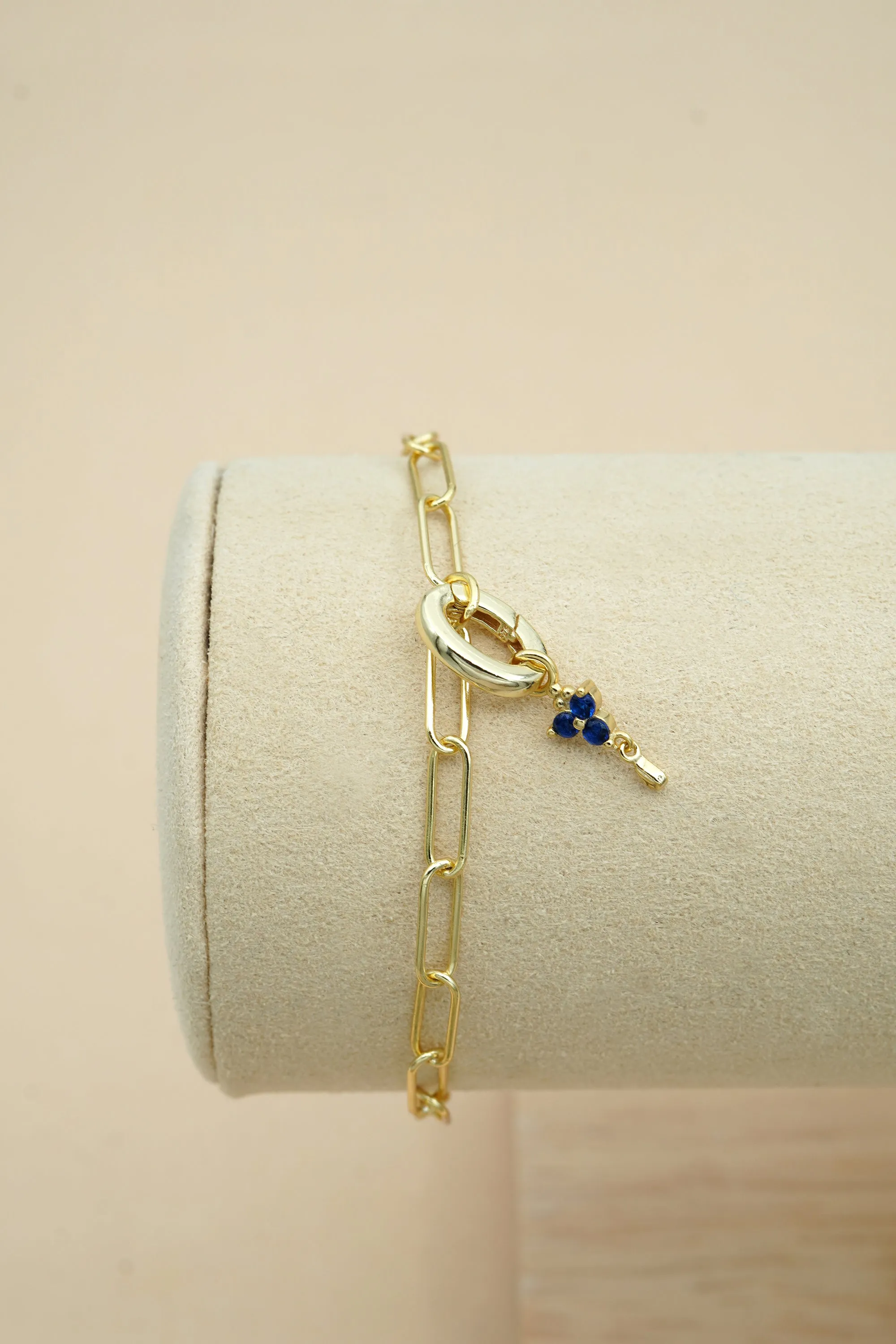 Gold Birthstone Charm - March/Aquamarine
