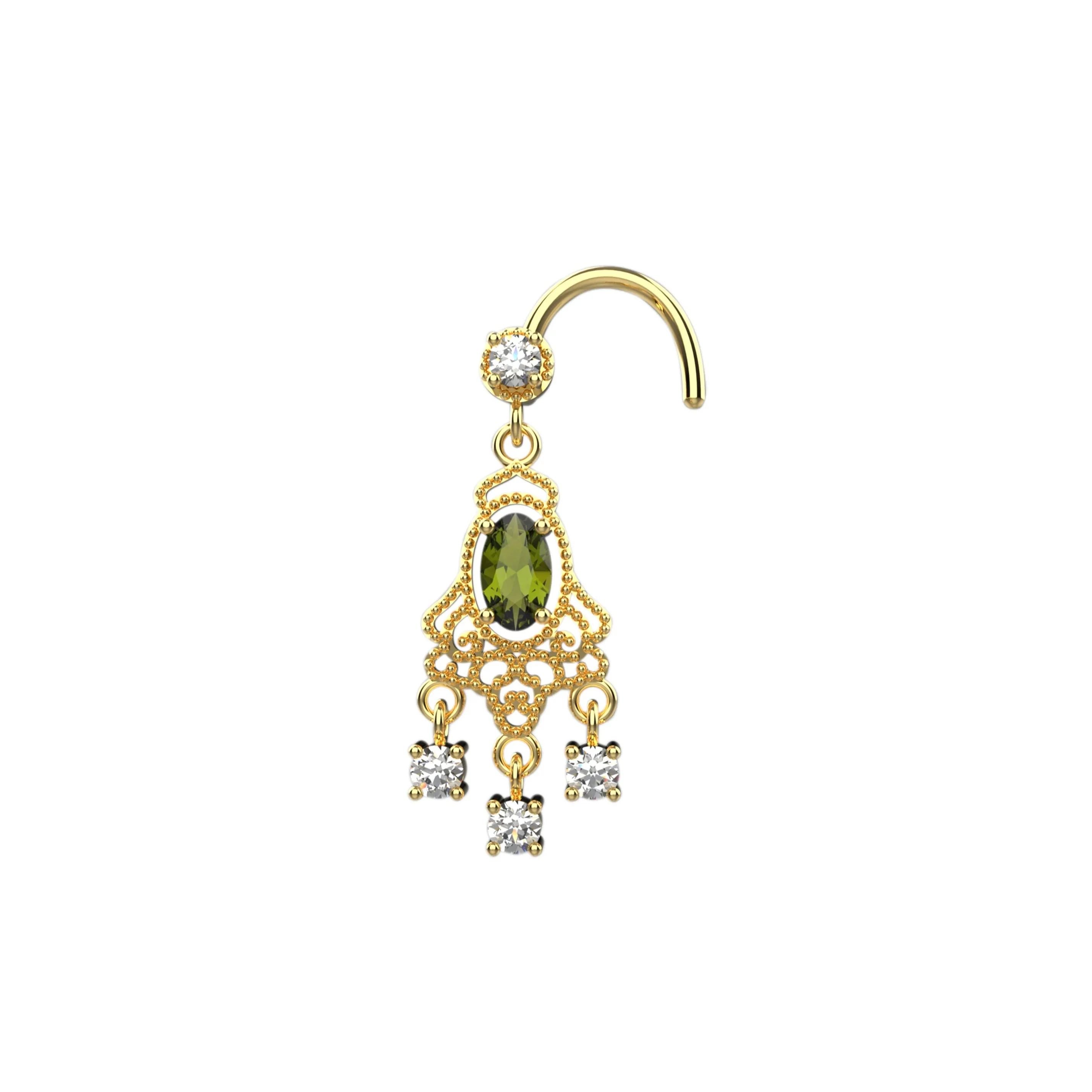 Gold Dangle Nose Ring – Elegant Dangling Nose Piercing Jewelry for Women