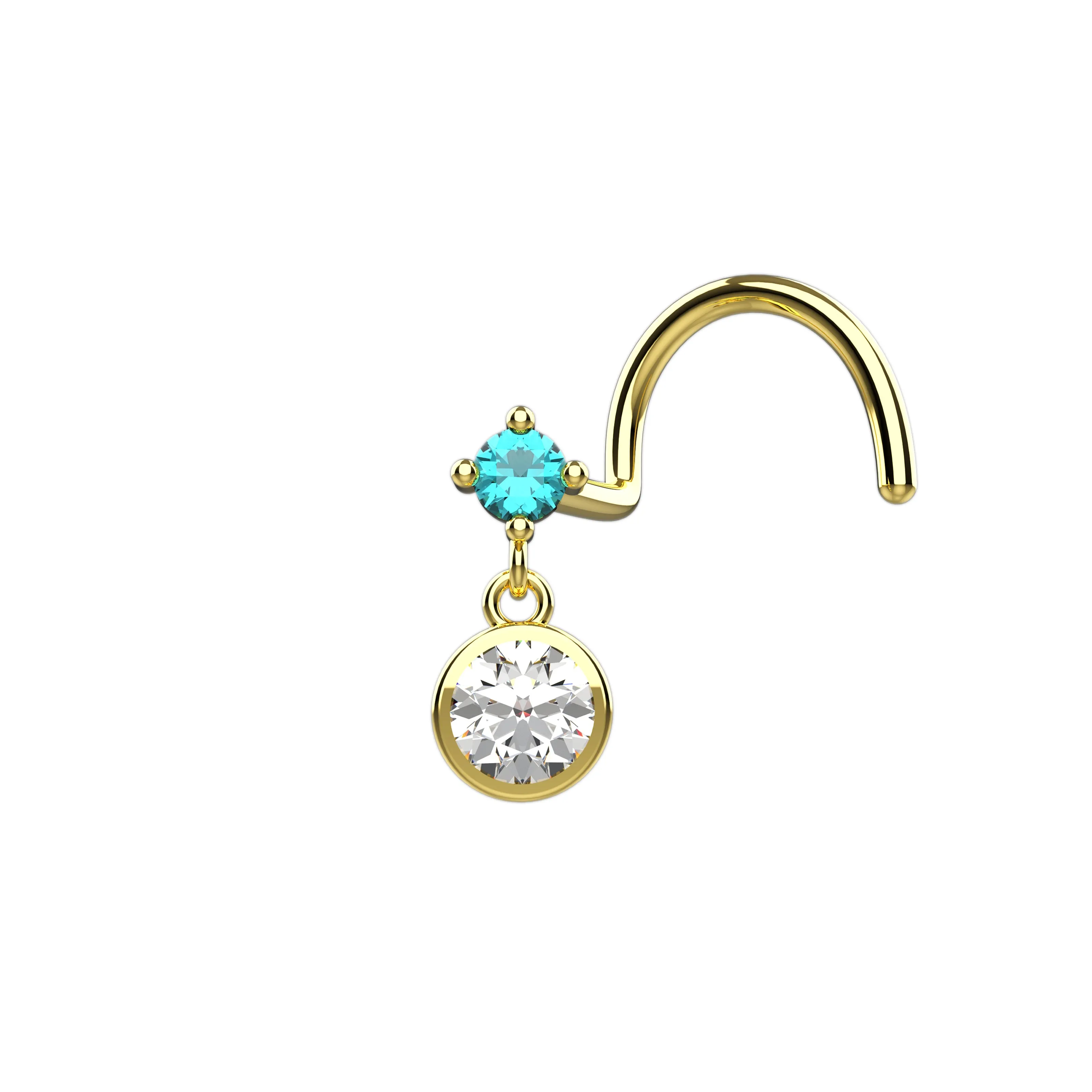 Gold Dangle Nose Ring | Elegant Piercing Jewelry with Charm