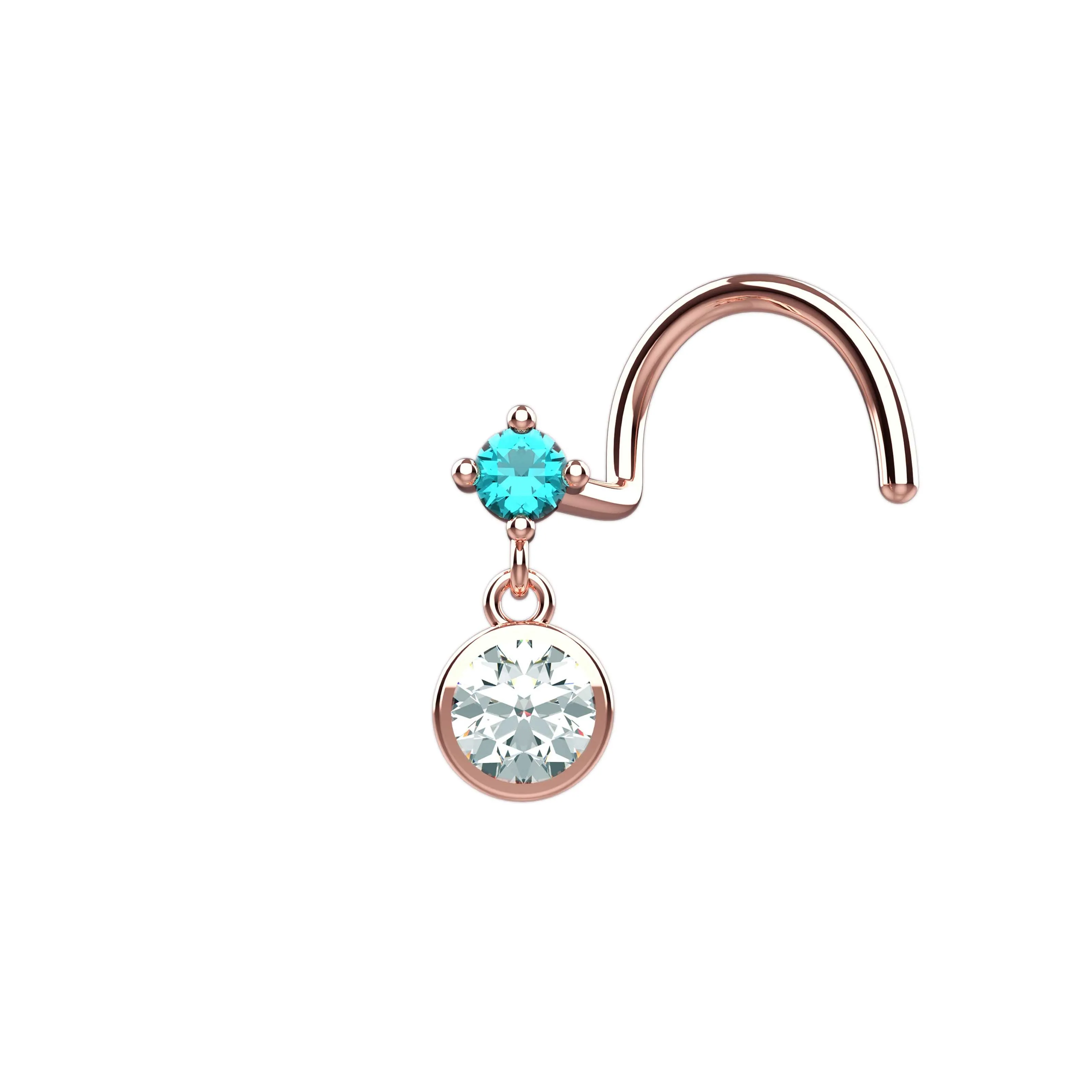 Gold Dangle Nose Ring | Elegant Piercing Jewelry with Charm