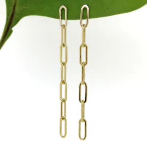 Gold Fill Paper Clip Chain Stud Earrings