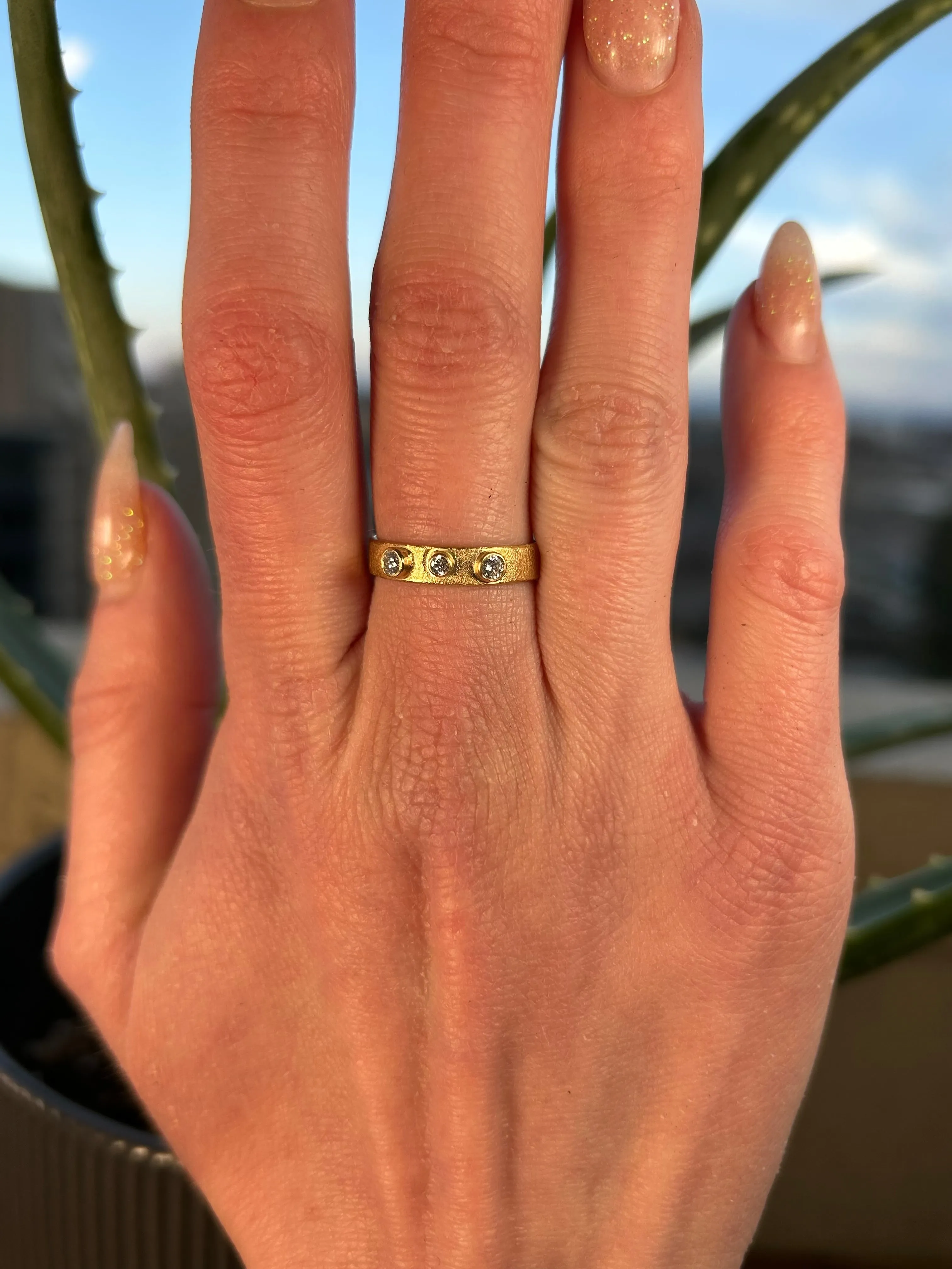 Golden Terra Band - 18k Gold   Reclaimed Diamonds