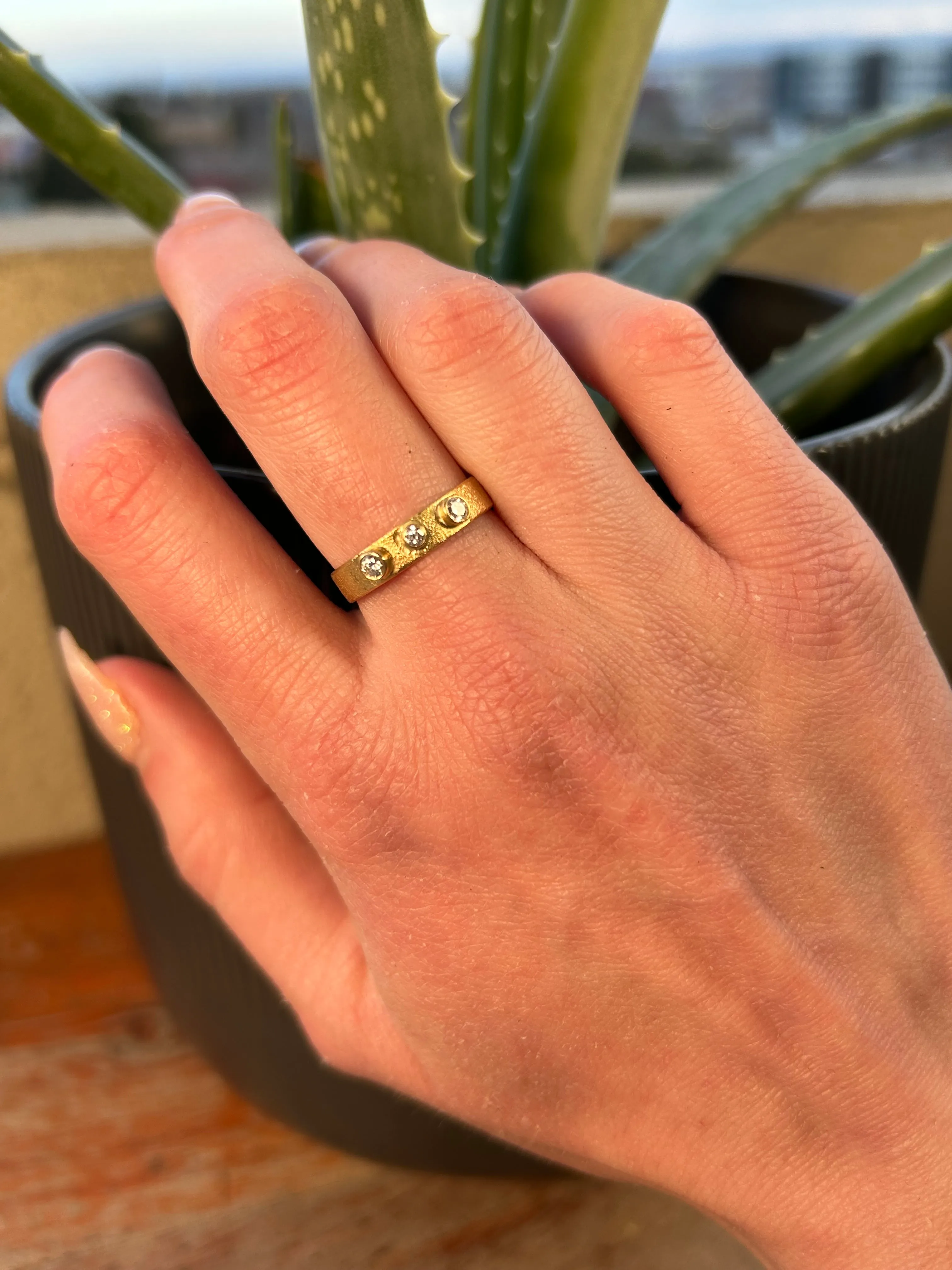 Golden Terra Band - 18k Gold   Reclaimed Diamonds