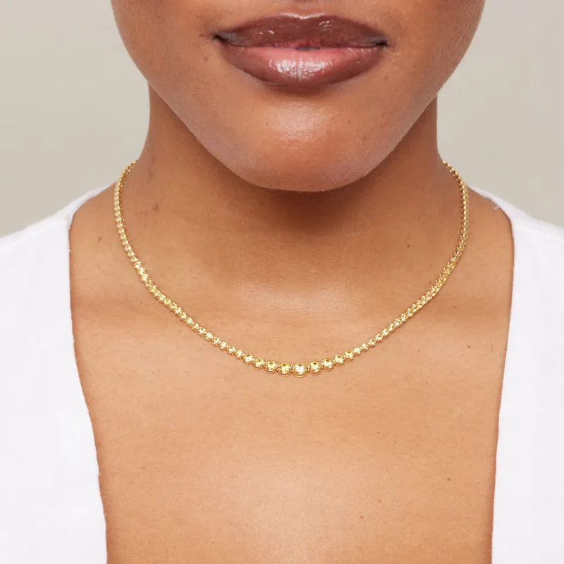 Graduated Yellow Sapphire Tennis Necklace