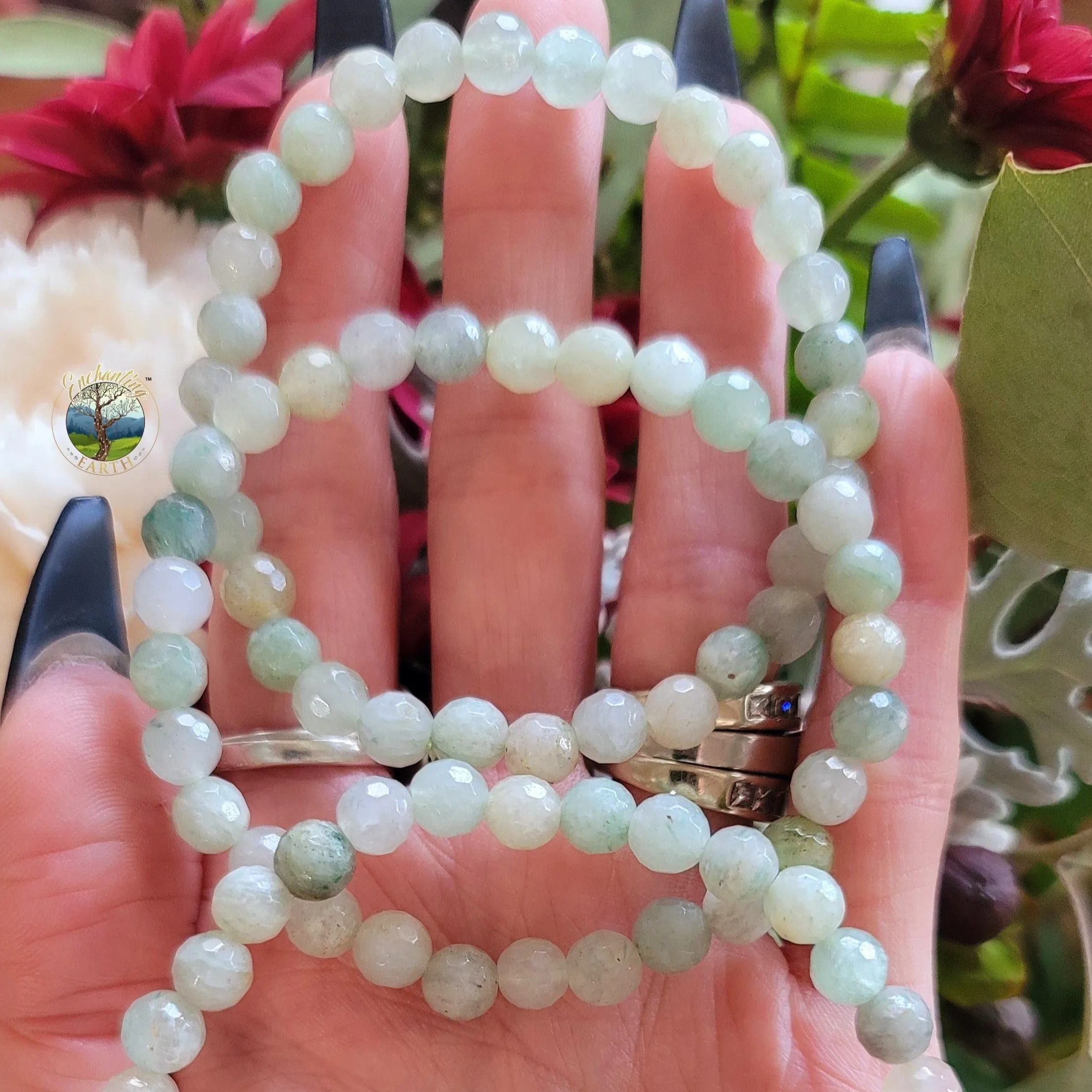Green Moonstone Faceted Bracelet for Emotional Balance, Harmony and Protection