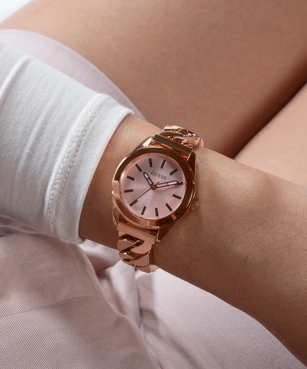 GUESS Ladies Rose Gold Tone Analog Watch