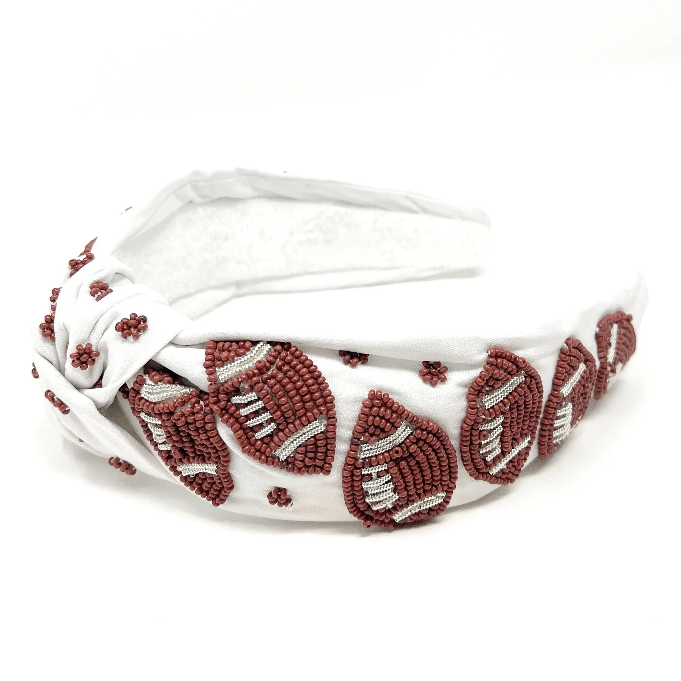 Hand Beaded Football Knot Headband