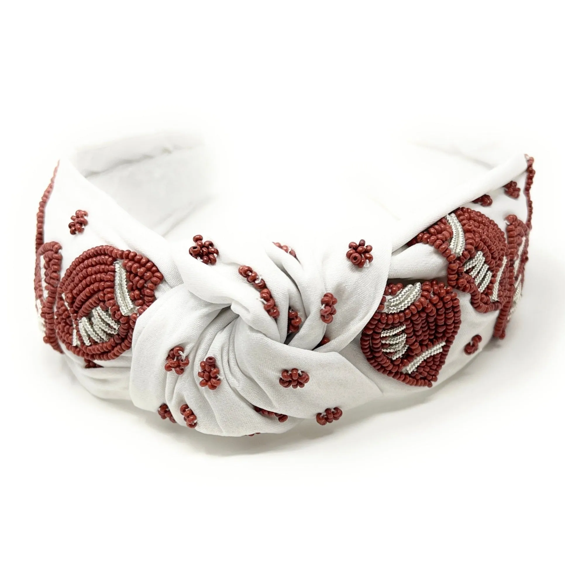 Hand Beaded Football Knot Headband