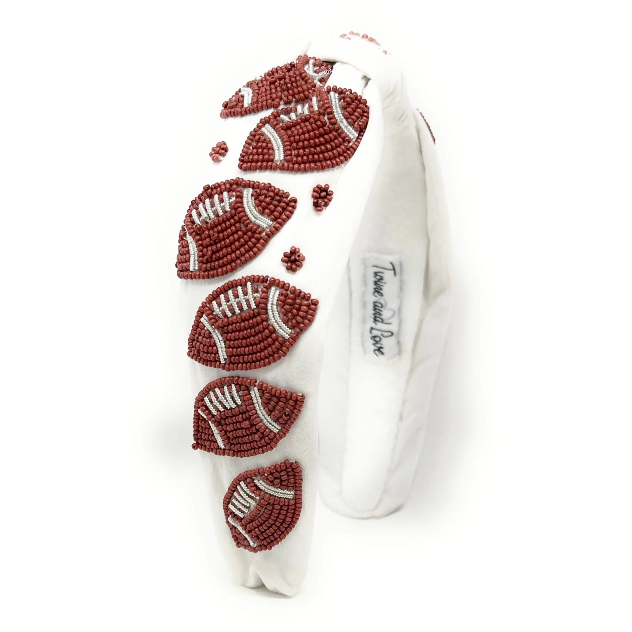 Hand Beaded Football Knot Headband