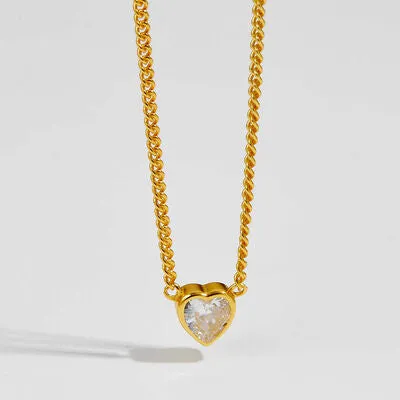 Heart Necklace Zircon 925 Sterling Silver Dainty Nickel Free Luxury Necklaces
