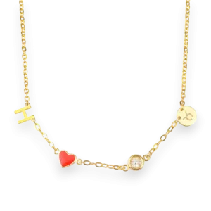 Initial Heart Necklace with Diamond and Zodiac Accent