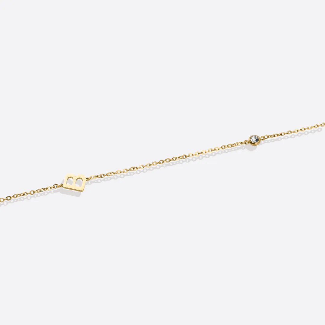 Initial Necklace with Diamond Accent