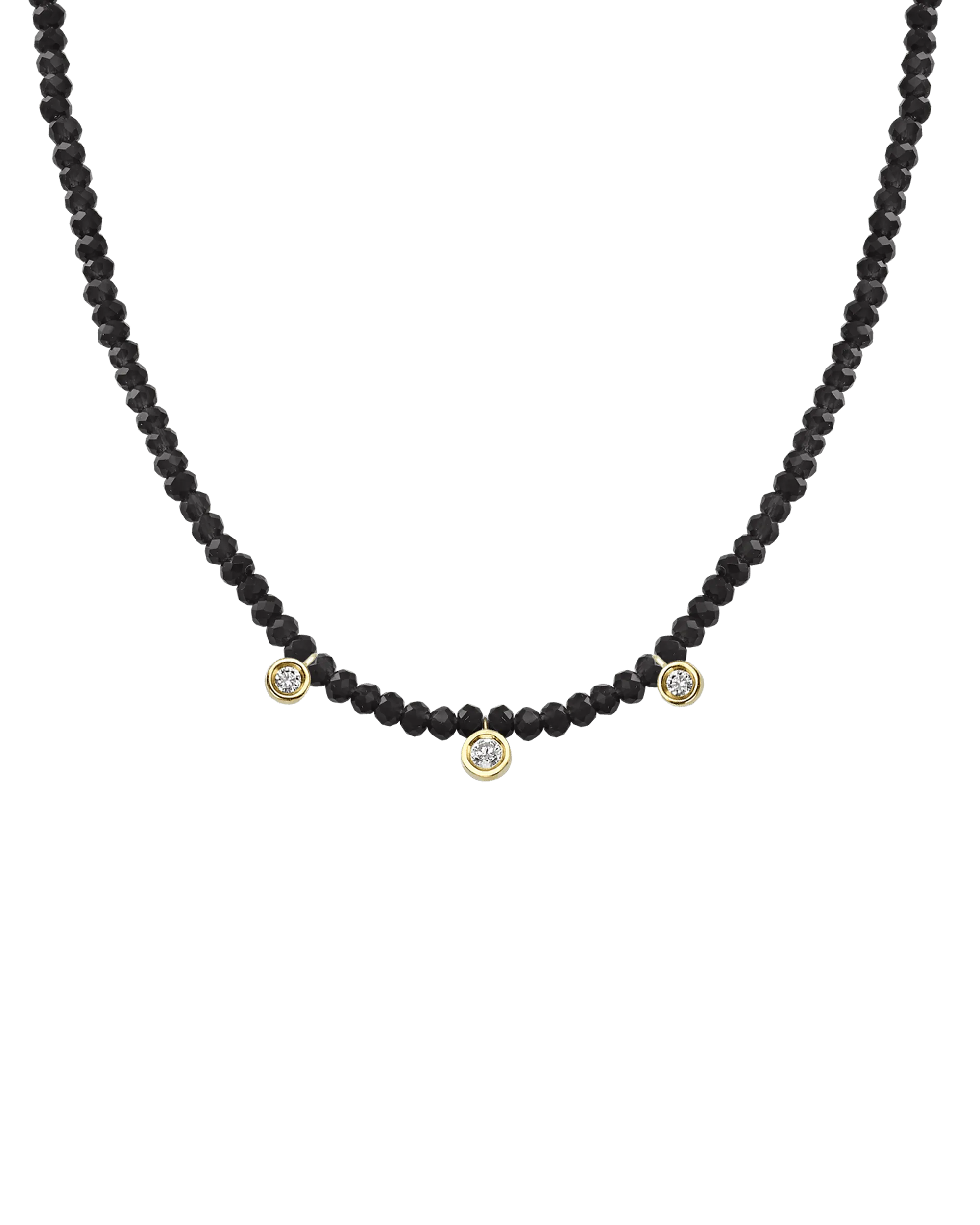 Jade Gemstone & Three diamonds Necklace - 14K White Gold