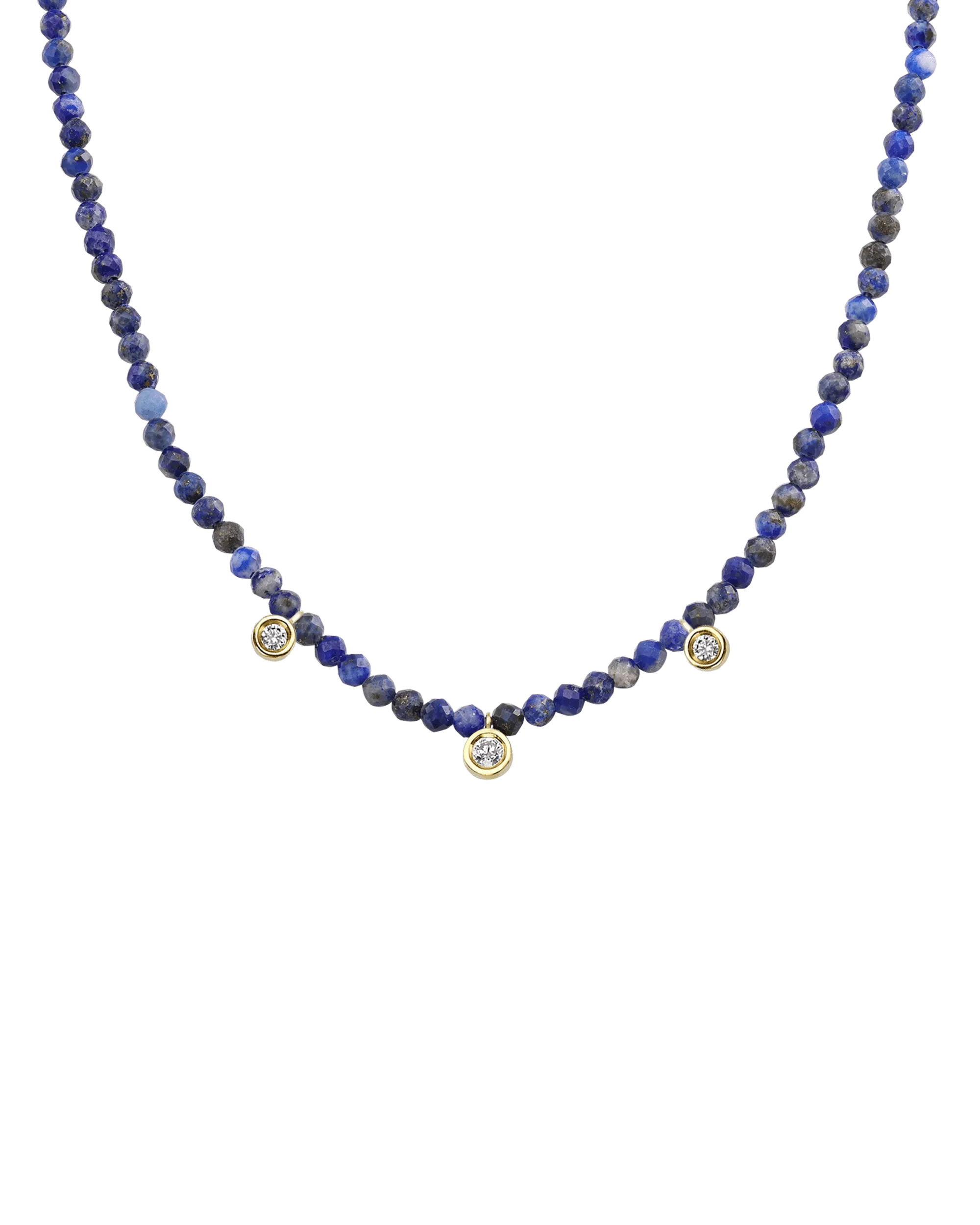 Jade Gemstone & Three diamonds Necklace - 14K White Gold
