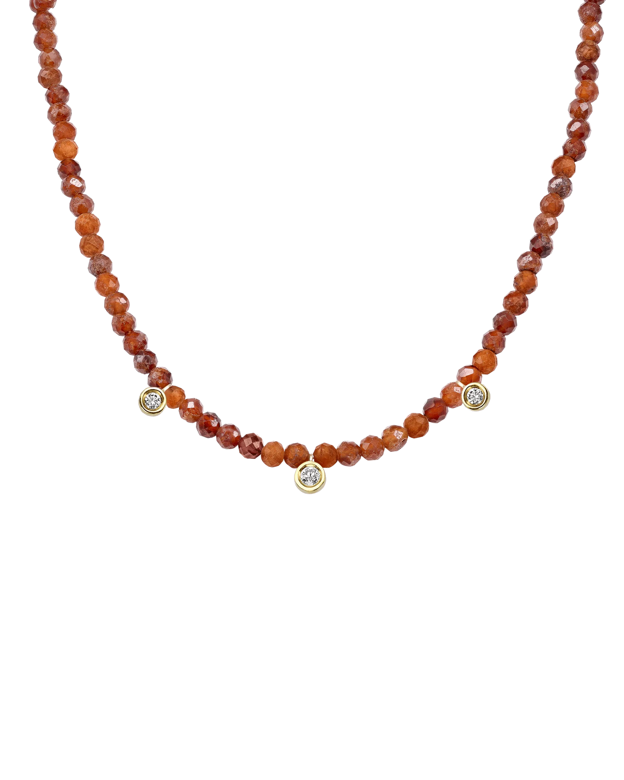 Jade Gemstone & Three diamonds Necklace - 14K White Gold
